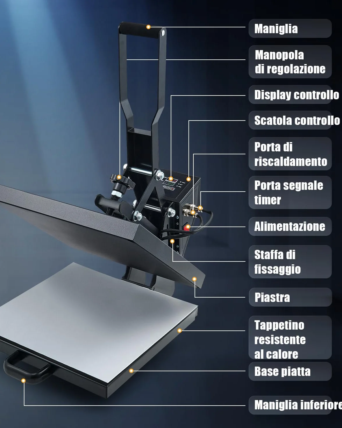 CREWORKS Pressa a Caldo 38x38cm 1400W Doppio Tubo di Riscaldamento Controllo Digitale Termopressa per Magliette