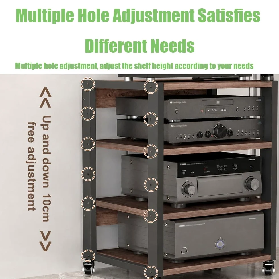 Generico Rack Multimediale AV Mobile, Mobiletto Porta Componenti Aperto HiFi A 2 3 4 Ripiani, Mobile Stereo HiFi Con Ripiani Regolabili, Altoparlanti Rack(55x40x48.5cm/21.7x15.8x19in)