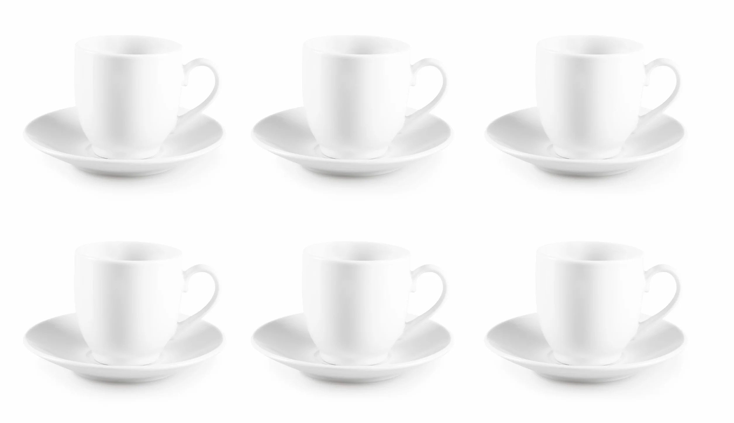 Excelsa Simple White Set 6 Tazzine Caffè con Piattino, Bianco, Porcellana, Capacità 100 Ml.