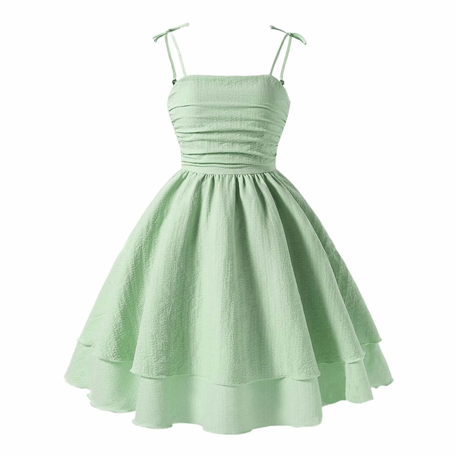 Vestito estivo da ragazza senza maniche elastico verde 11 anni