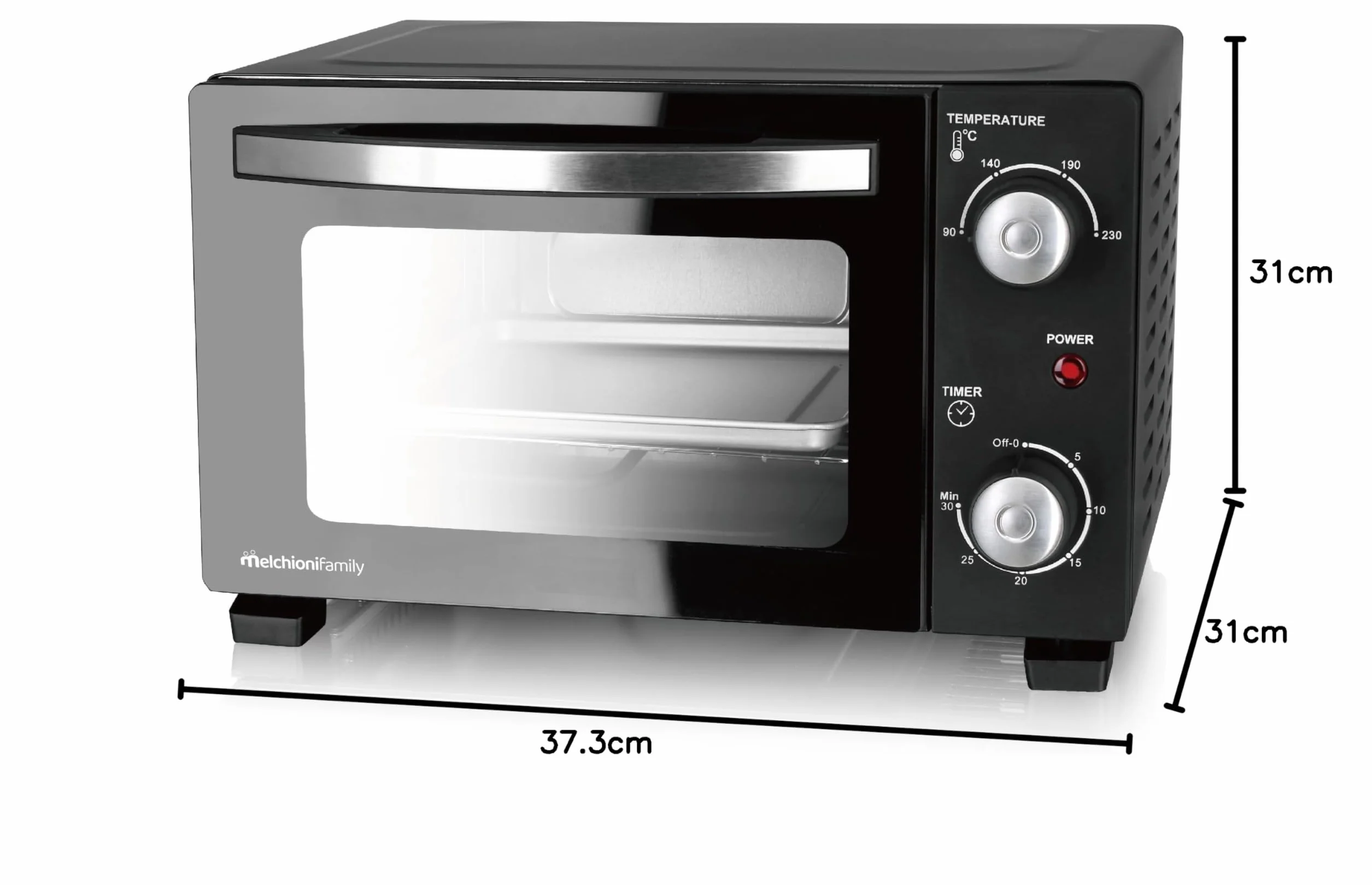 Melchioni Family Forno Elettrico 11 Litri 230°C Timer 30 Minuti Nero Ricondizionato