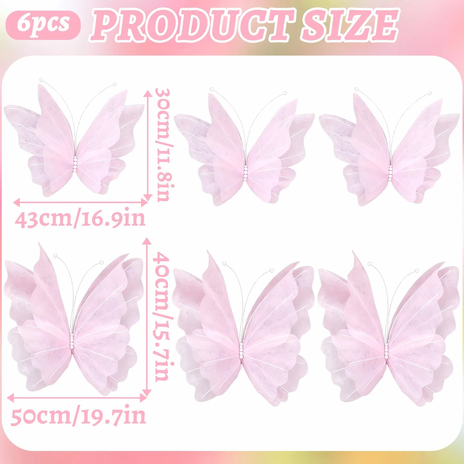 SUNBEAUTY farfalle 3D grandi decorazioni in carta rosa per feste compleanno bambini decorazione da tavolo