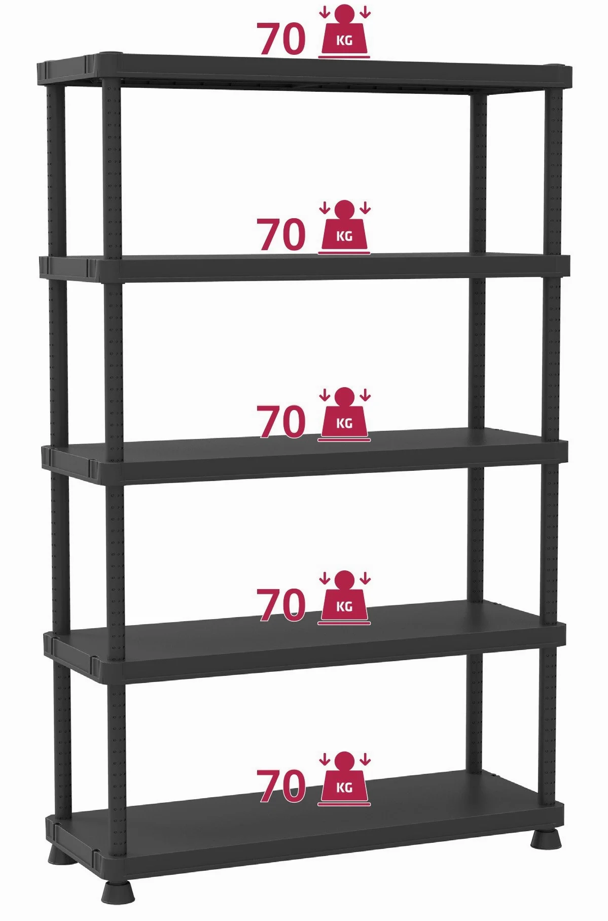 Terry, Scaffale 12045-5c, Scaffale Modulare a 5 Ripiani, da Interno Esterno. Materiale: Plastica, Dimensioni: 120x45x187,5 cm