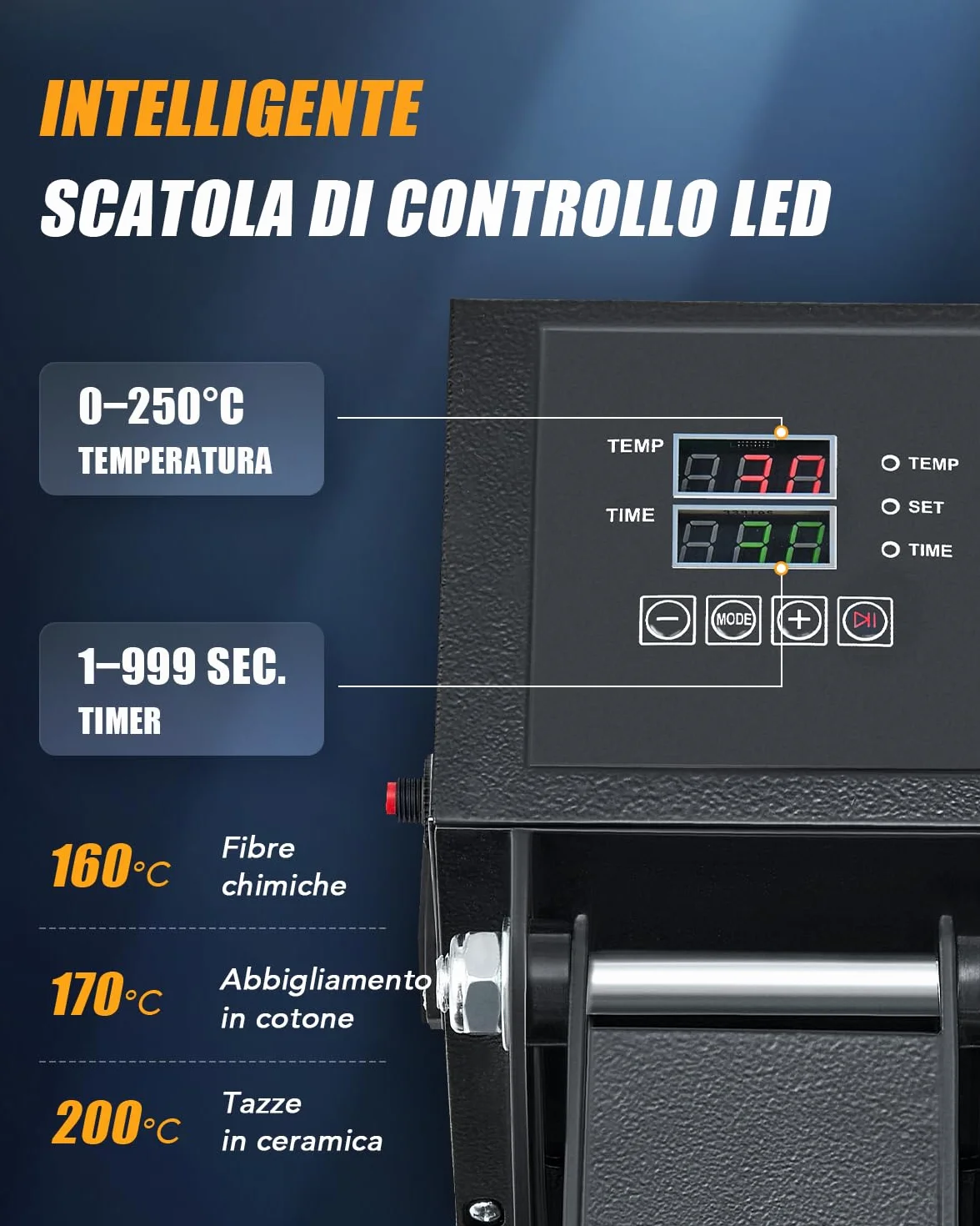 CREWORKS Pressa a Caldo 38x38cm 1400W Doppio Tubo di Riscaldamento Controllo Digitale Termopressa per Magliette