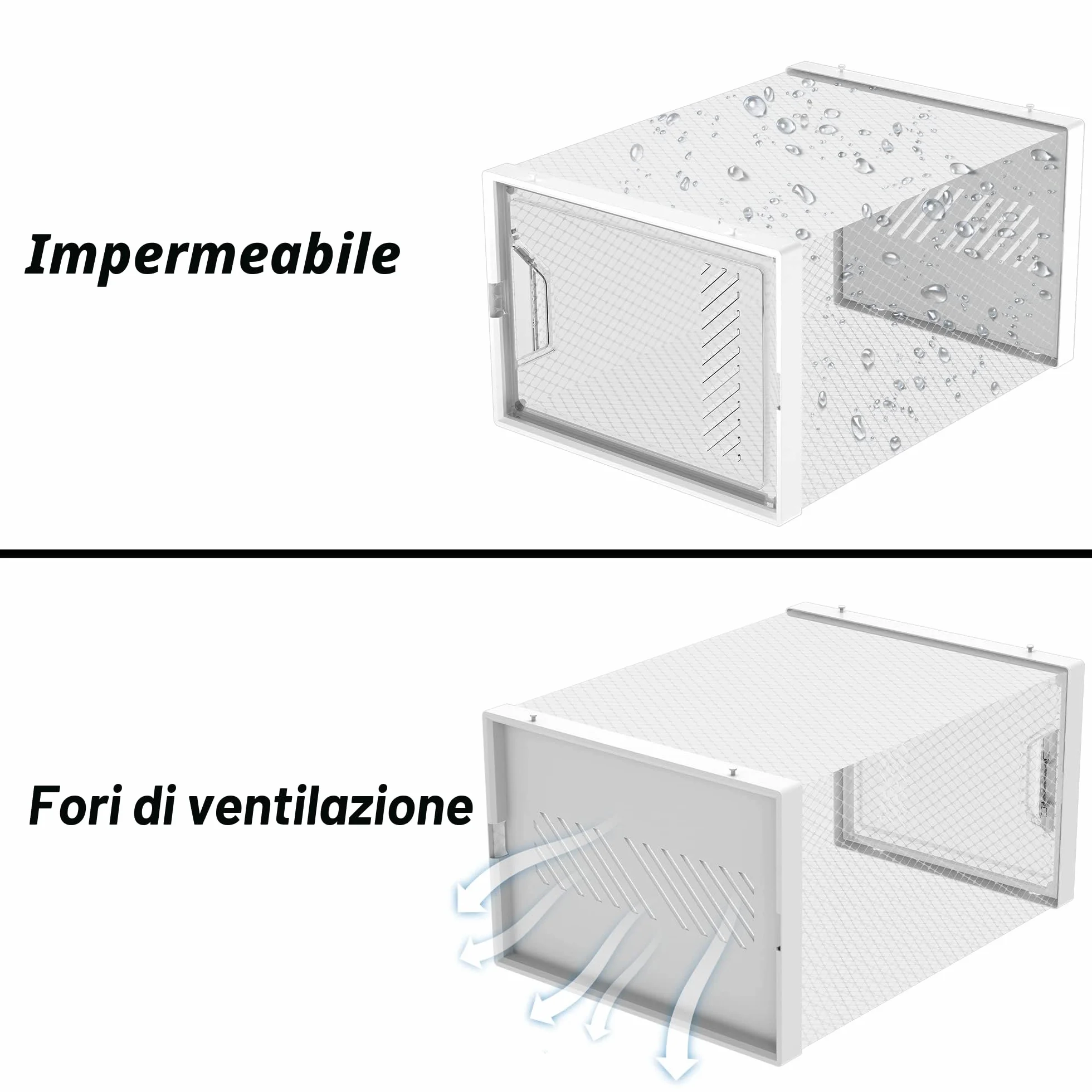 Scatole per Scarpe Trasparenti Impilabili con Coperchi 33.2x25x18.7cm 12 Pezzi