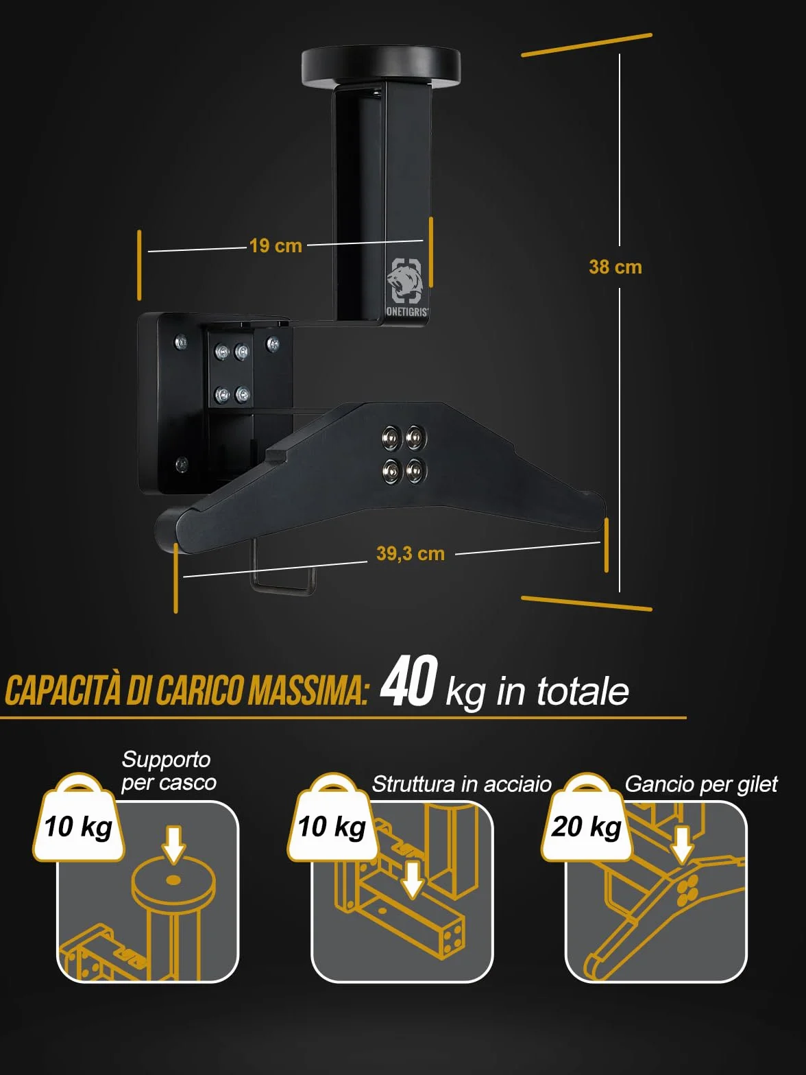 OneTigris Porta Casco Moto Muro per Gilet Tattico, Supporto per Casco e Piastra