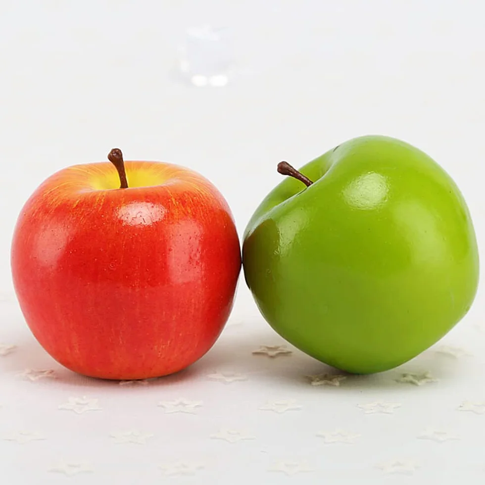 Mela artificiale frutta finta realistica per fotografia decorazione casa vetrina verde