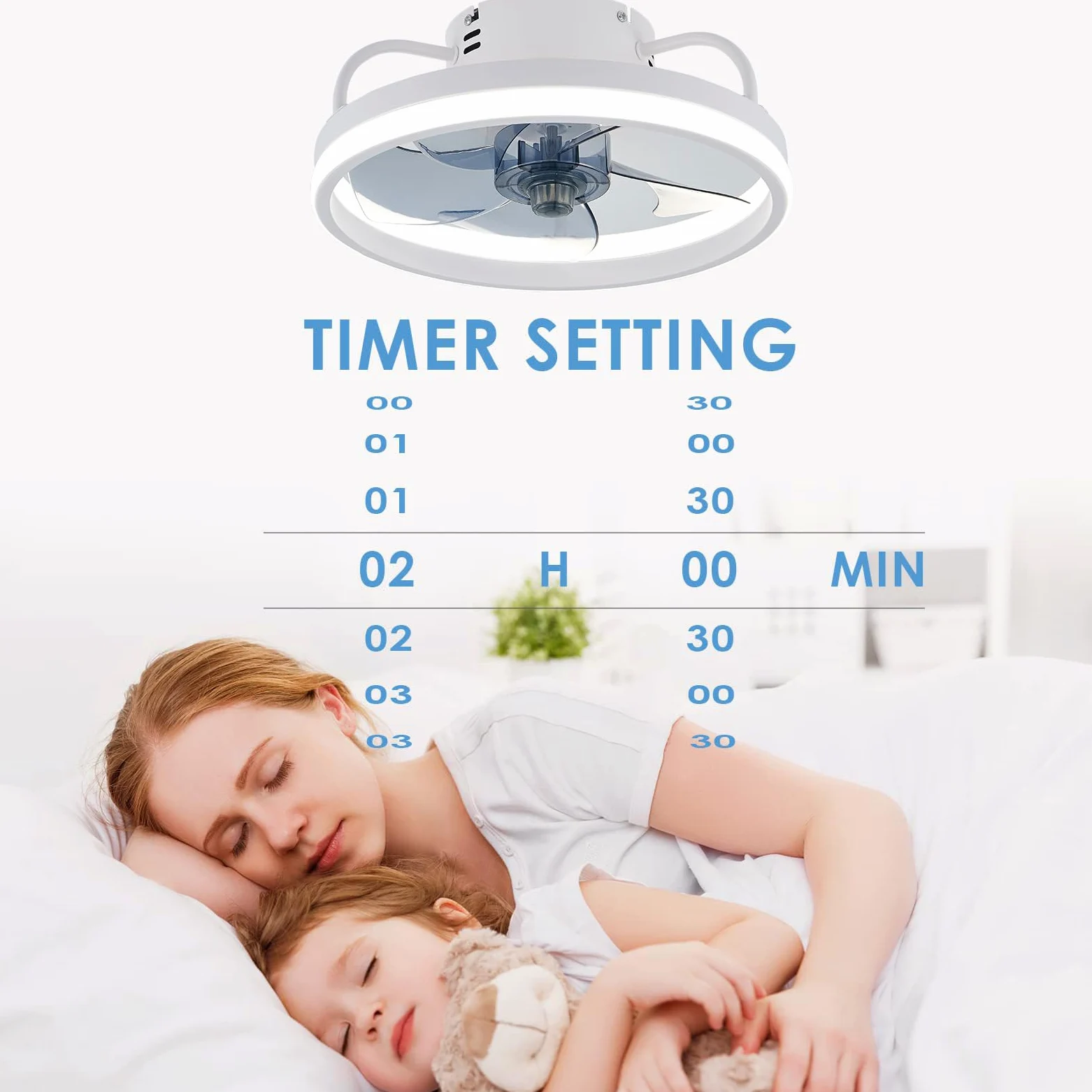 Eznaobo Ventilatori da soffitto 33/50 cm con illuminazione e telecomando, 6 velocità, regolatore di intensità, applicazione intelligente, illuminazione silenziosa e moderna per soggiorno, camera