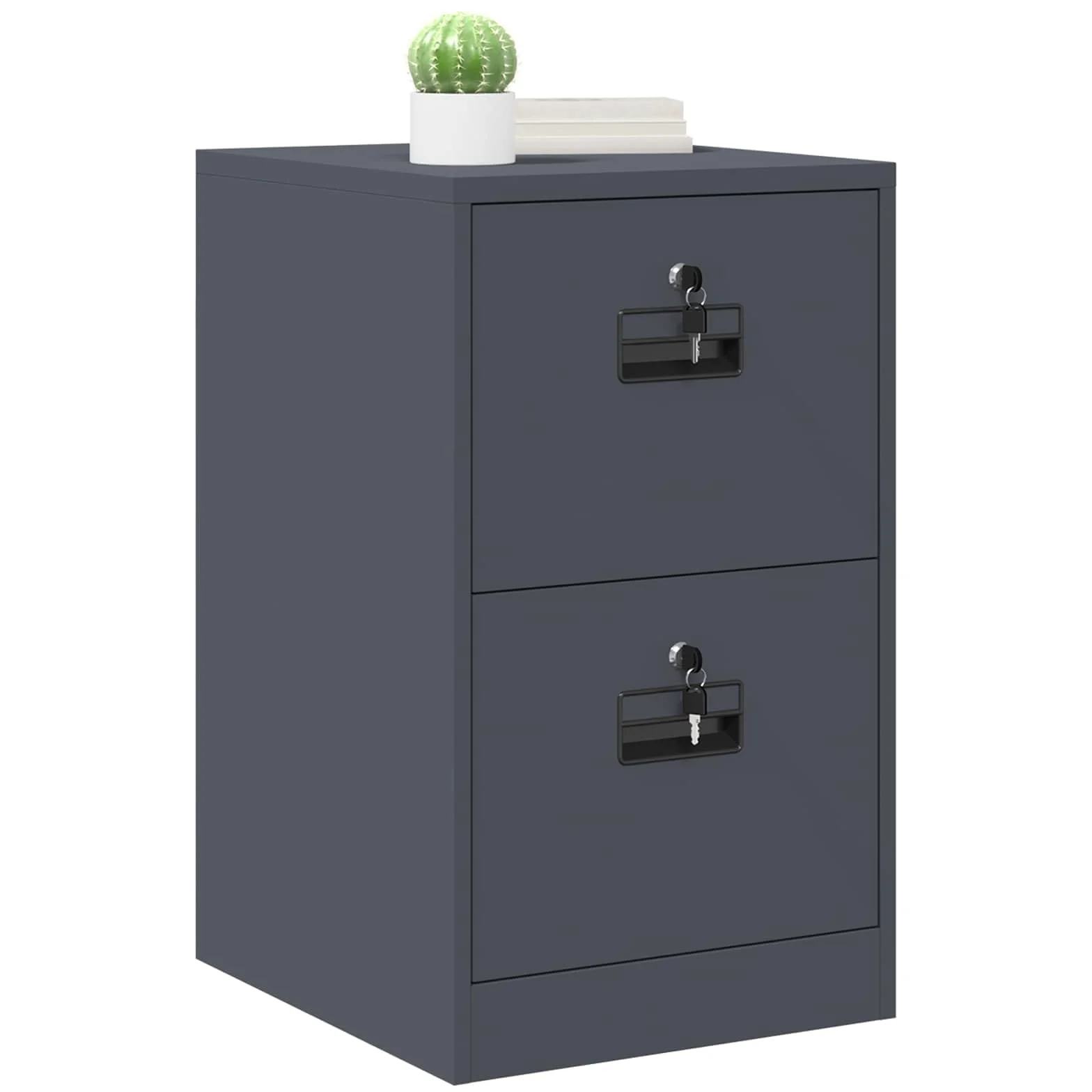 ACAGALA Armadio per File con Cassetto in Metallo, Cassettiera da Ufficio con 4 Cassetti, Mobile con Serratura Chiave, Armadietto Verticale per Documenti Metallo, 44x50x74,5 cm, Antracite