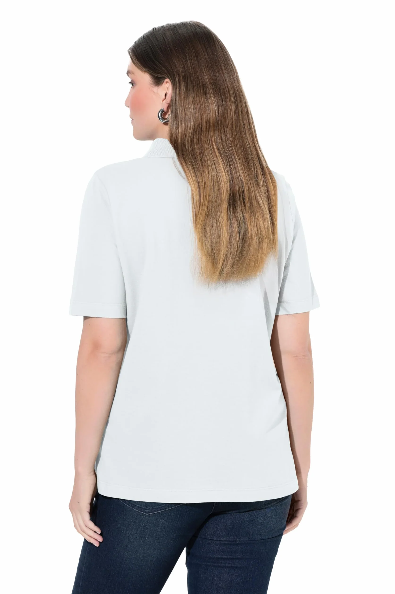 Ulla Popken Poloshirt, Längere Knopfleiste, Polokragen, Halbarm Maglietta Donna