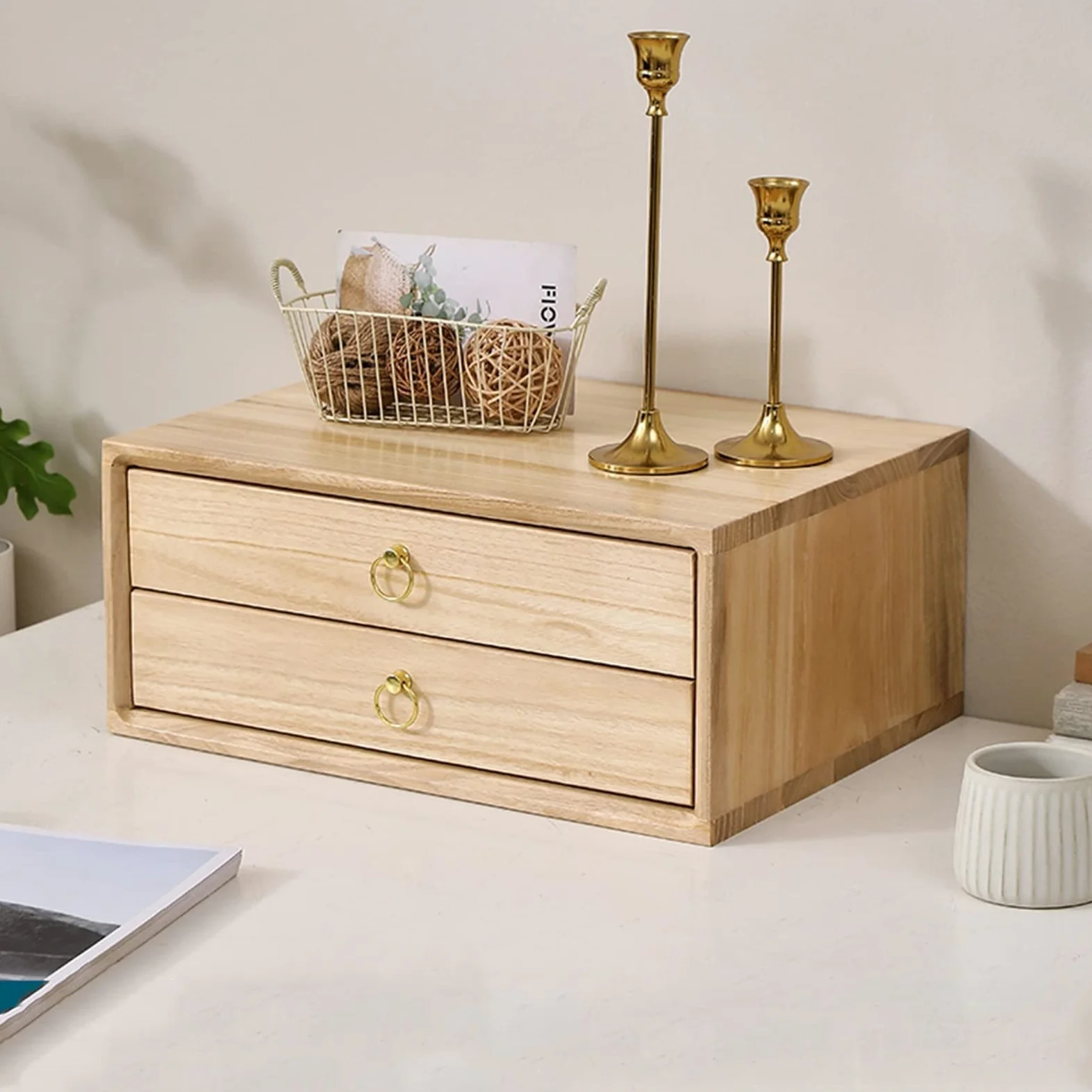 Schedario Da Scrivania - Cassettiera Scrivania - Schedario Da Ufficio, Scatola Portaoggetti Per Forniture Per Ufficio, Cassetto Per Organizer Da Scrivania In Legno Massello, Schedario Piatto ( Color :