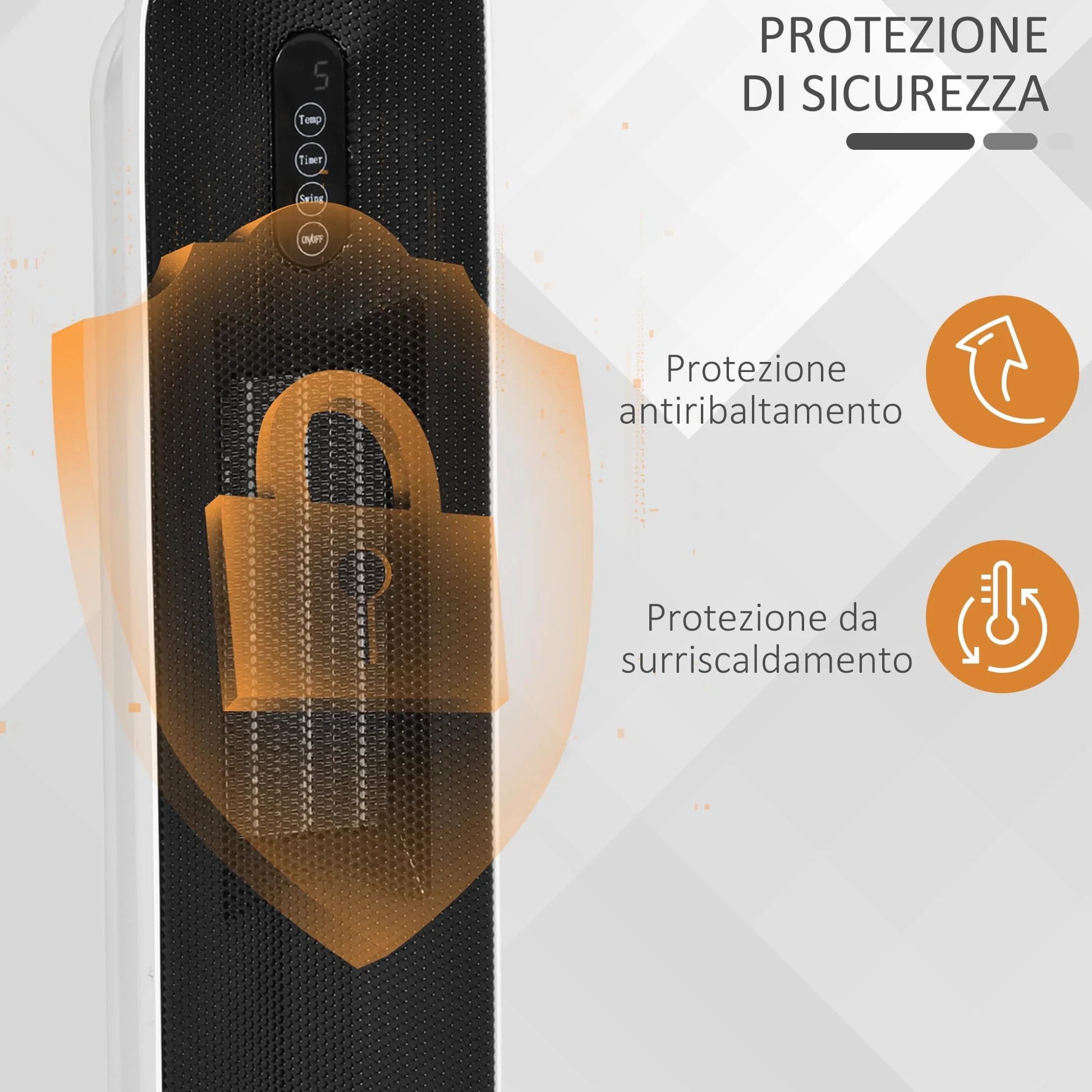 HOMCOM Stufa Elettrica Oscillante con Timer 21x21x63.5 cm Bianco e Nero | Con Telecomando, 2 Modalità, Stufetta Elettrica Basso Consumo in PTC, Protezione da Surriscaldamento e Antiribaltamento