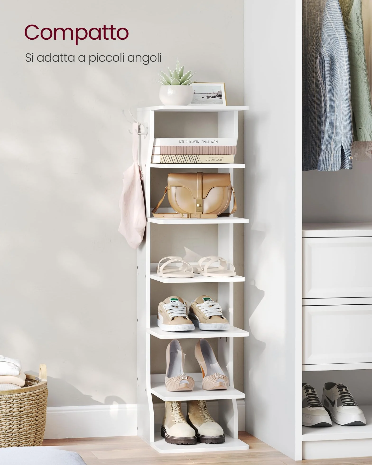 VASAGLE Scarpiera 7 Livelli Stretta Bianco LBS200T14