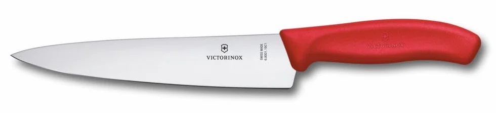 Victorinox Swiss Classic, Coltello professionale per affettare, Lama extra-affilata, Bordo dritto, 19 cm, Manico in plastica, Acciaio inossidabile, Rosso
