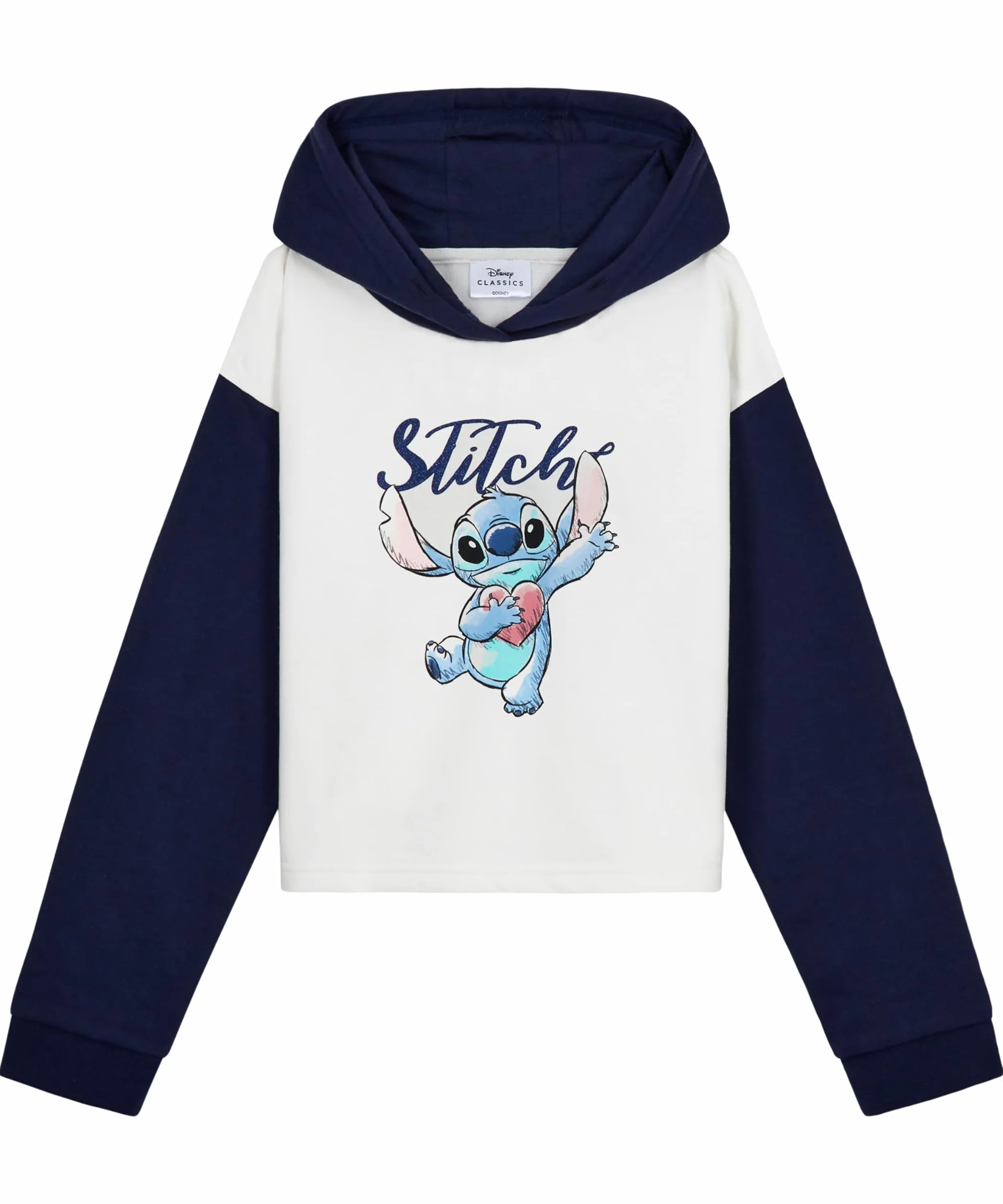 Disney Stitch Felpa Bambina Corta con Cappuccio Cotone Misto 7-14 Anni