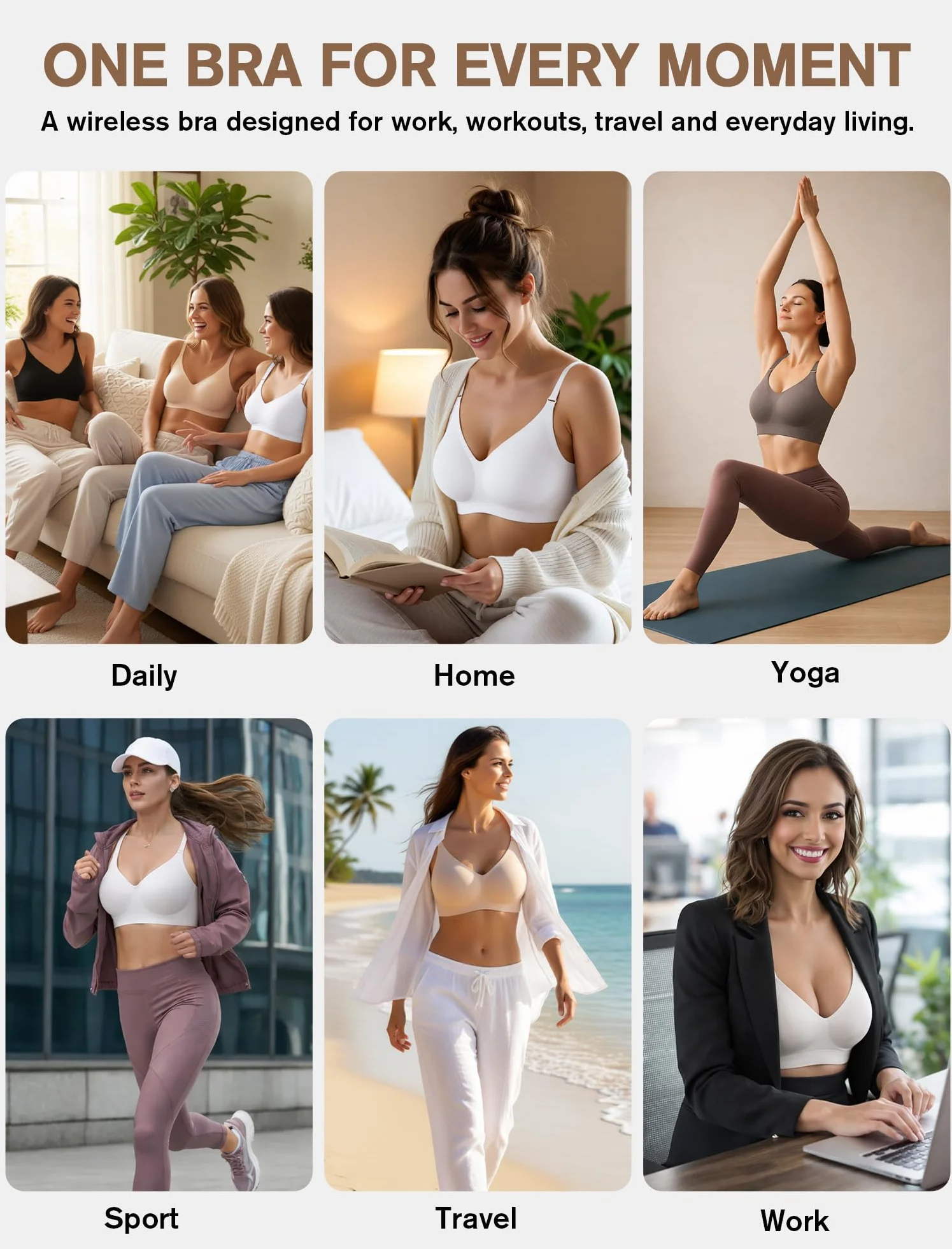 Reggiseno Donna Push Up Senza Ferretto Imbottito Seamless Comodo T-Shirt Invisibile Coppa Intera Comfort Classico Bralette per Seni Normali e Grandi