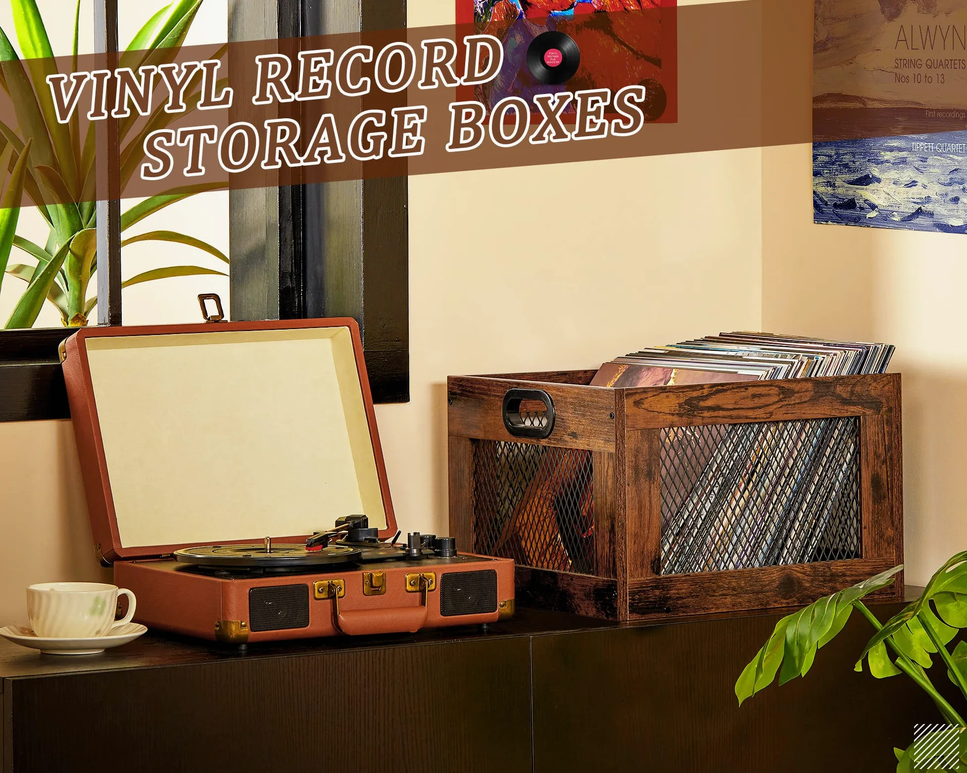 3IngSeagulls 200+ album di archiviazione per dischi in vinile, durevole e affidabile casse per dischi in vinile, scatola portaoggetti per dischi Lp Cube Record Organizer, confezione da 2