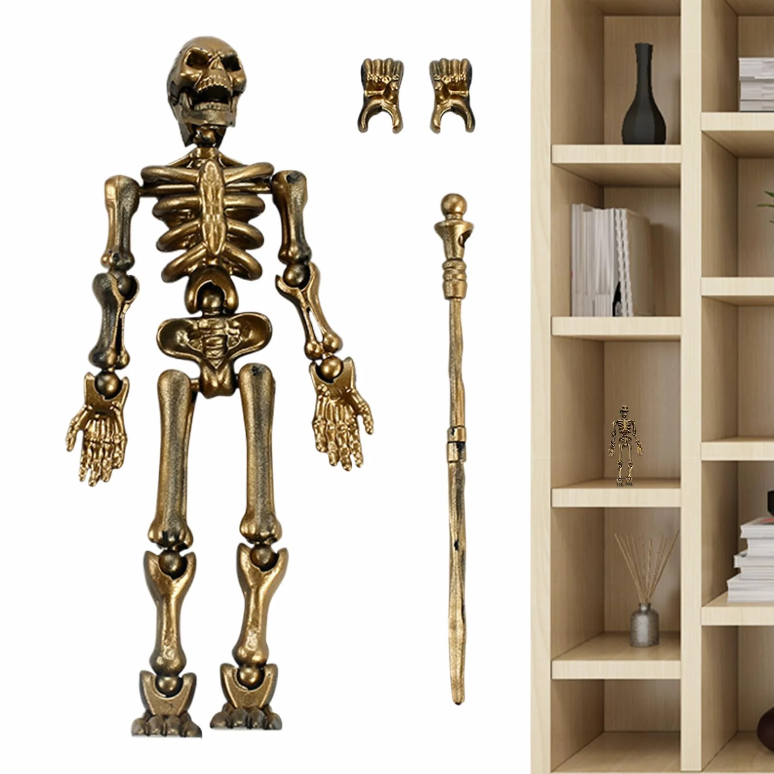 Skeleton Action Figure, Movable Joints Full Body Assembly Model, Flexible Poses, Ideal for Desk and Bookshelf Display, Halloween Decor and Craft Decoration