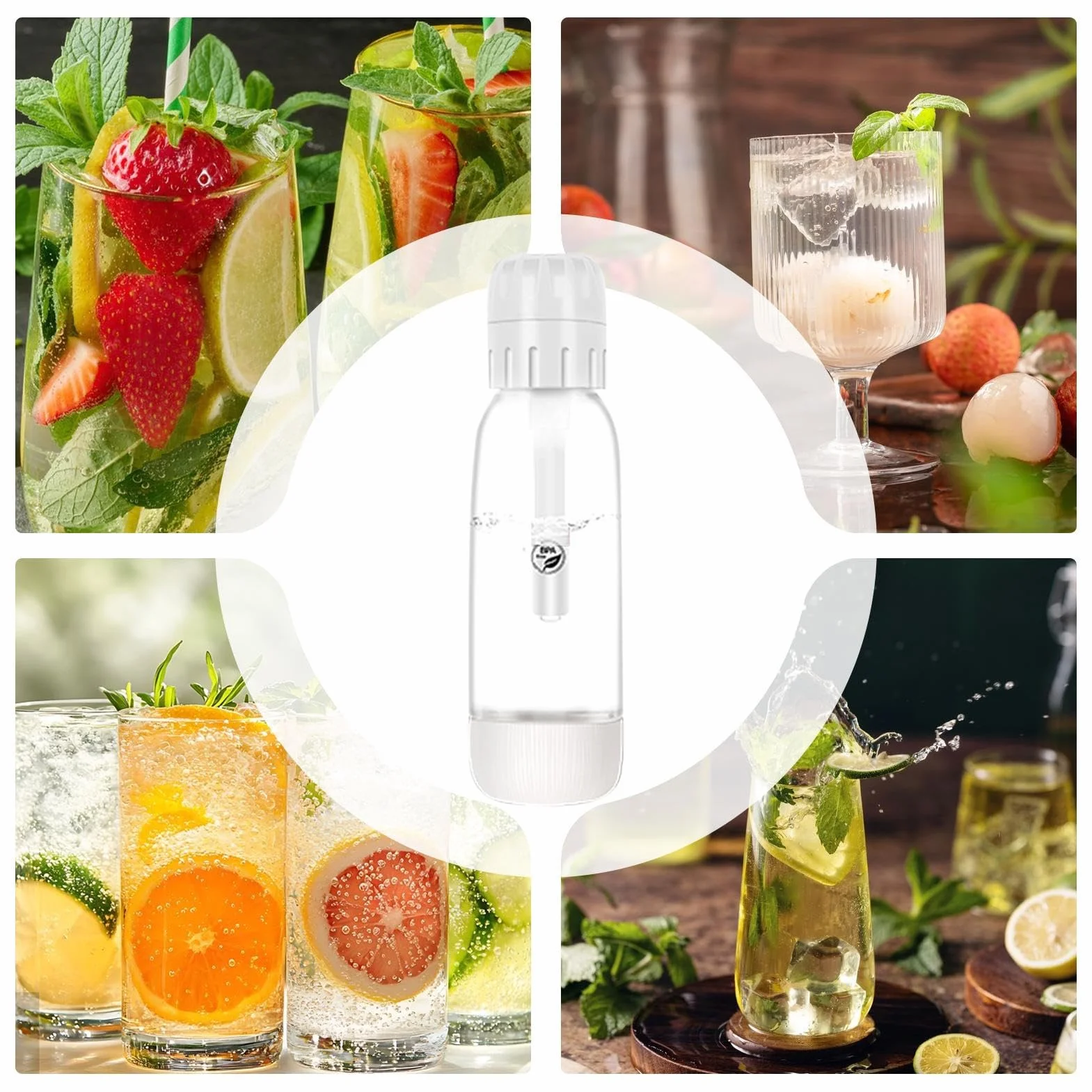 Gasatore Per Acqua Frizzante - Gasatore Acqua Frizzante Portatile - di Aromi per Drink da Esterno Viaggi Feste