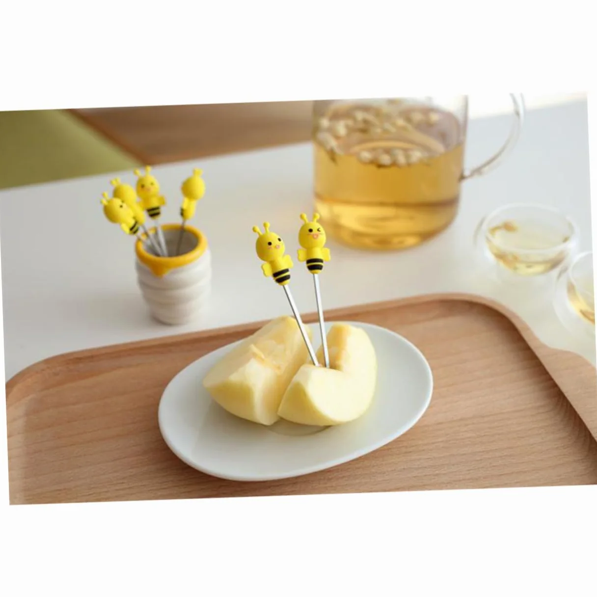 PRETYZOOM 18pezzi Forchettine Da Dessert Acciaio Inossidabile Con Supporto Ceramico Per Frutta e Antipasti Per Feste e Uso Quotidiano