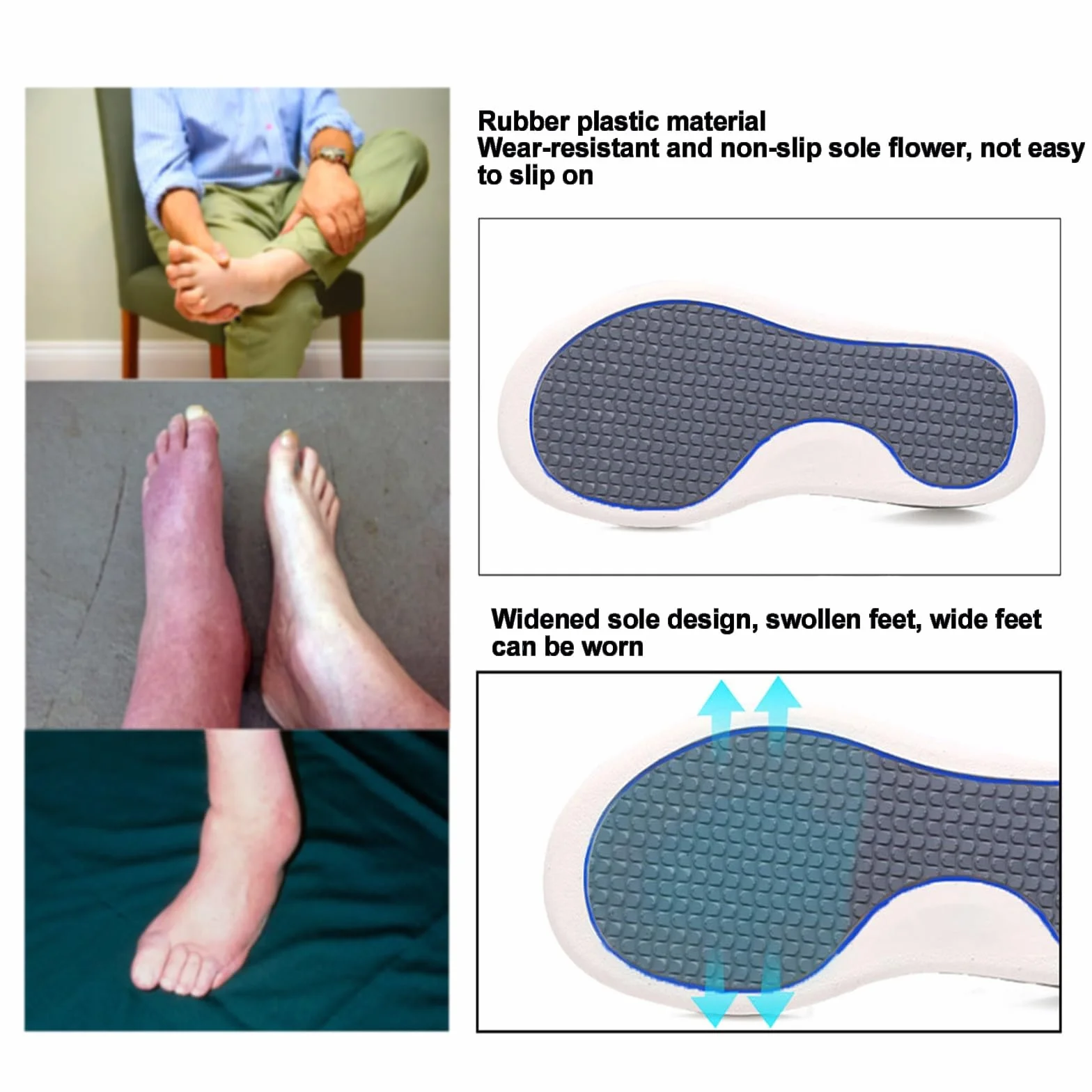 Scarpe Diabetiche da Uomo,Extra Large Hook&Loop Scarpe Salutari Antiscivolo Ortopediche Adatte A Persone Anziane con Dolore Ai Nervi dei Piedi