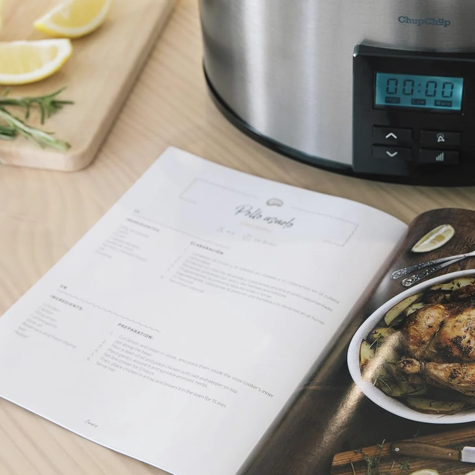 Cecotec Pentola a Cottura Lenta - Slow Cooker 5.5 L Digitale ChupChup Matic. 240W, Vasca Ceramica, Coperchio Vetro, Programmabile 24 Ore, Timer 20Ore, 2 Livelli di Temperatura, Funzione Mantieni Caldo