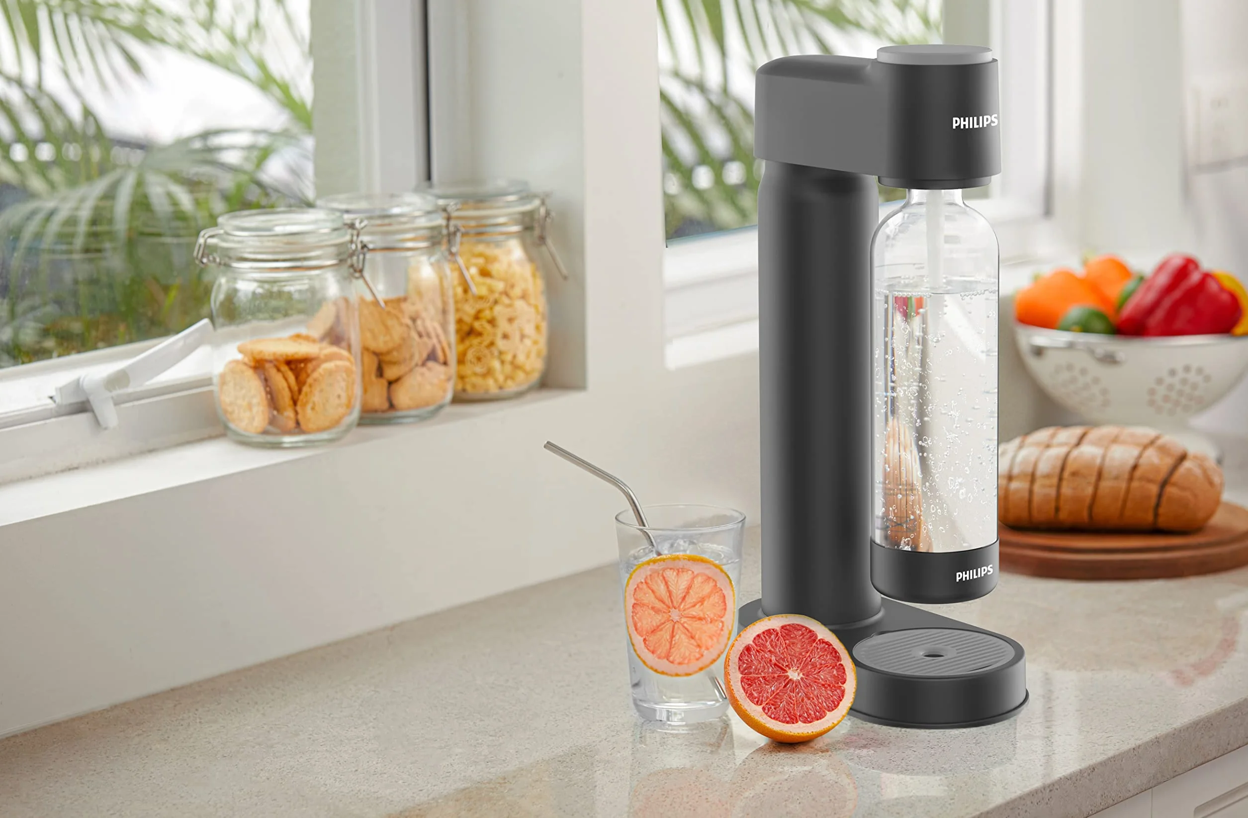 Philips Water GoZero Soda maker Lite ADD4901BK/10, nero, bottiglia d'acqua da 1 l, bombola di CO2 da 60 l