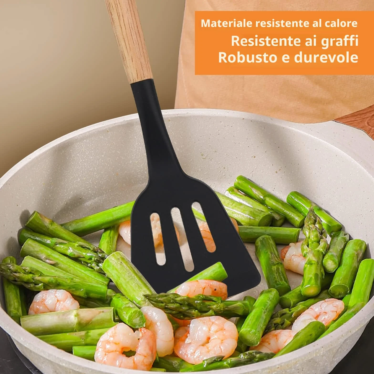 Utensili Cucina Silicone, 22 Pezzi Resistente al Calore Antiaderenti Utensili da Mestoli Cucina in Silicone con Manico in Legno - 10 Ganci a S, Lavabili in Lavastoviglie Nero