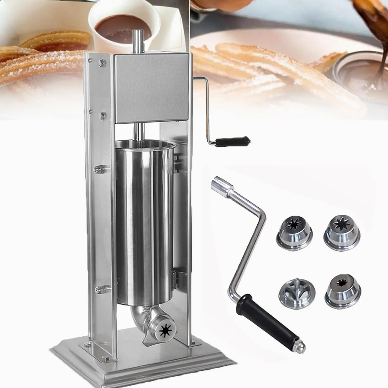 Manuale Churro Maker,Produttori Di Ciambelle Commerciali,Manuale Spagnolo Donut Churrera Churro Maker Macchina 4 Tipi Di Stampi,Macchina Inossidabile In Acciaio Verticale Churrera Macchina,5L