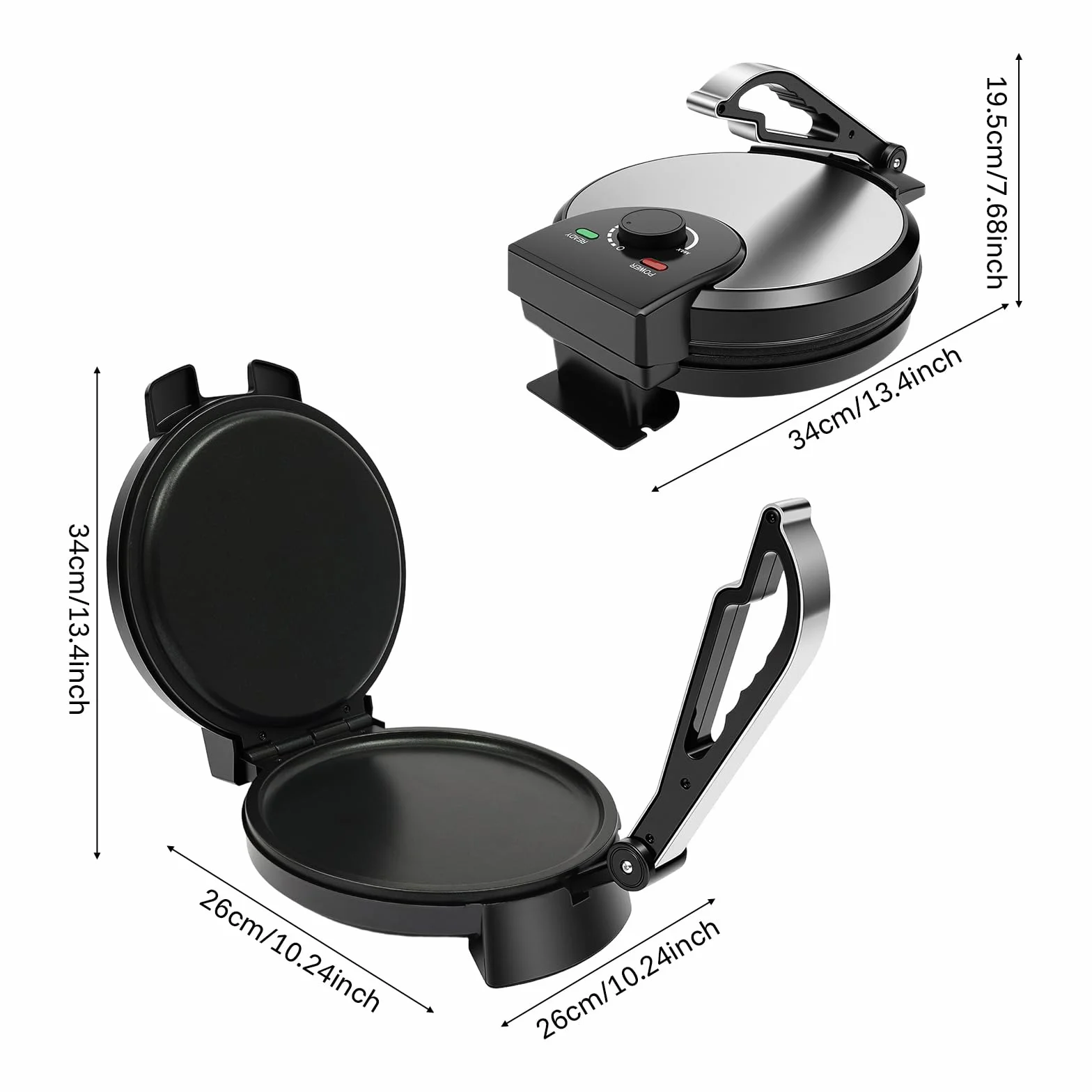 Roti Maker Elettrico 1200W Acciaio Inox Doppio Lato Chapati Tortilla Presse