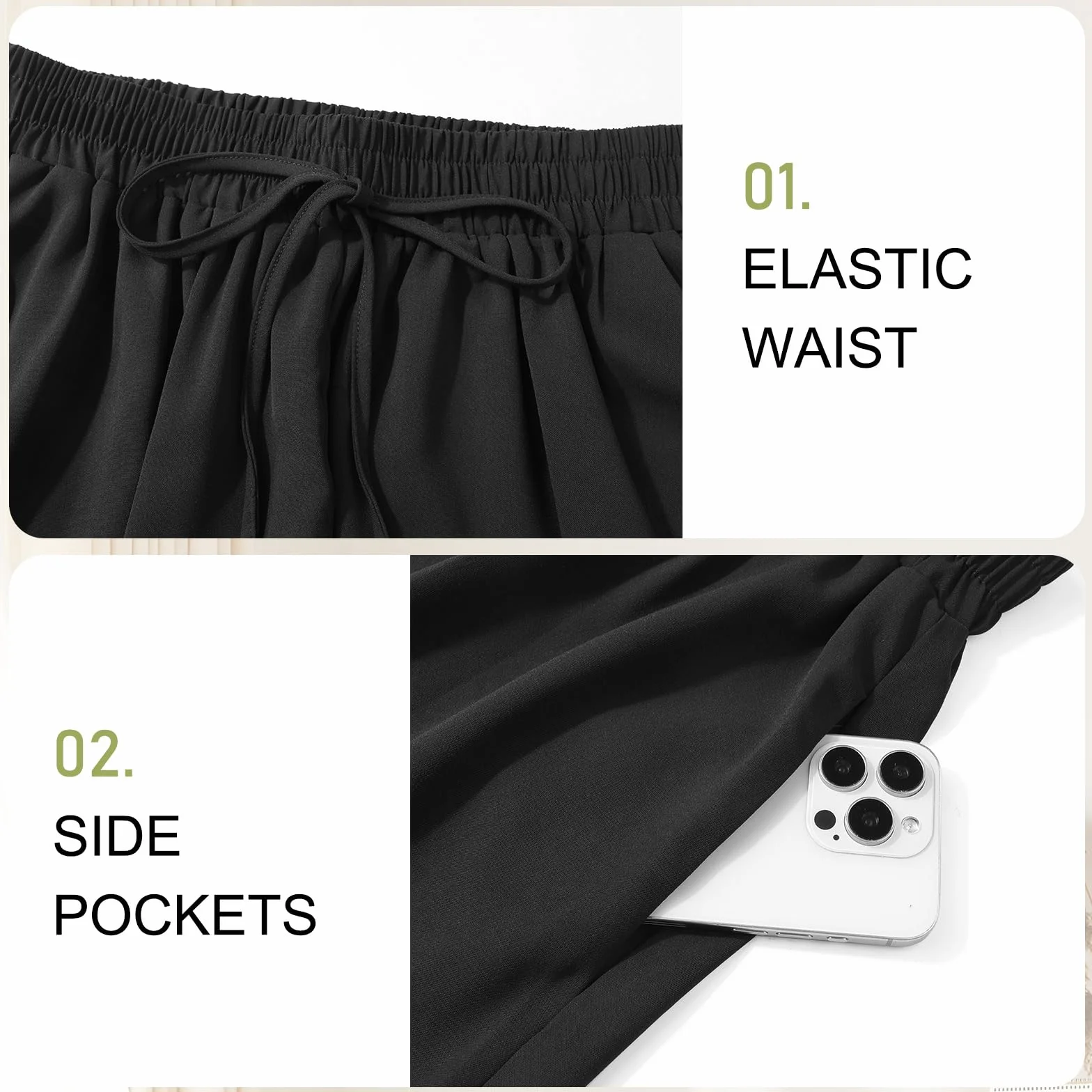 Adigaber Pantaloncini da Donna Gamba Larga Coulisse Shorts con Tasche Sciolto Casual Pantaloni Corti da Lavoro