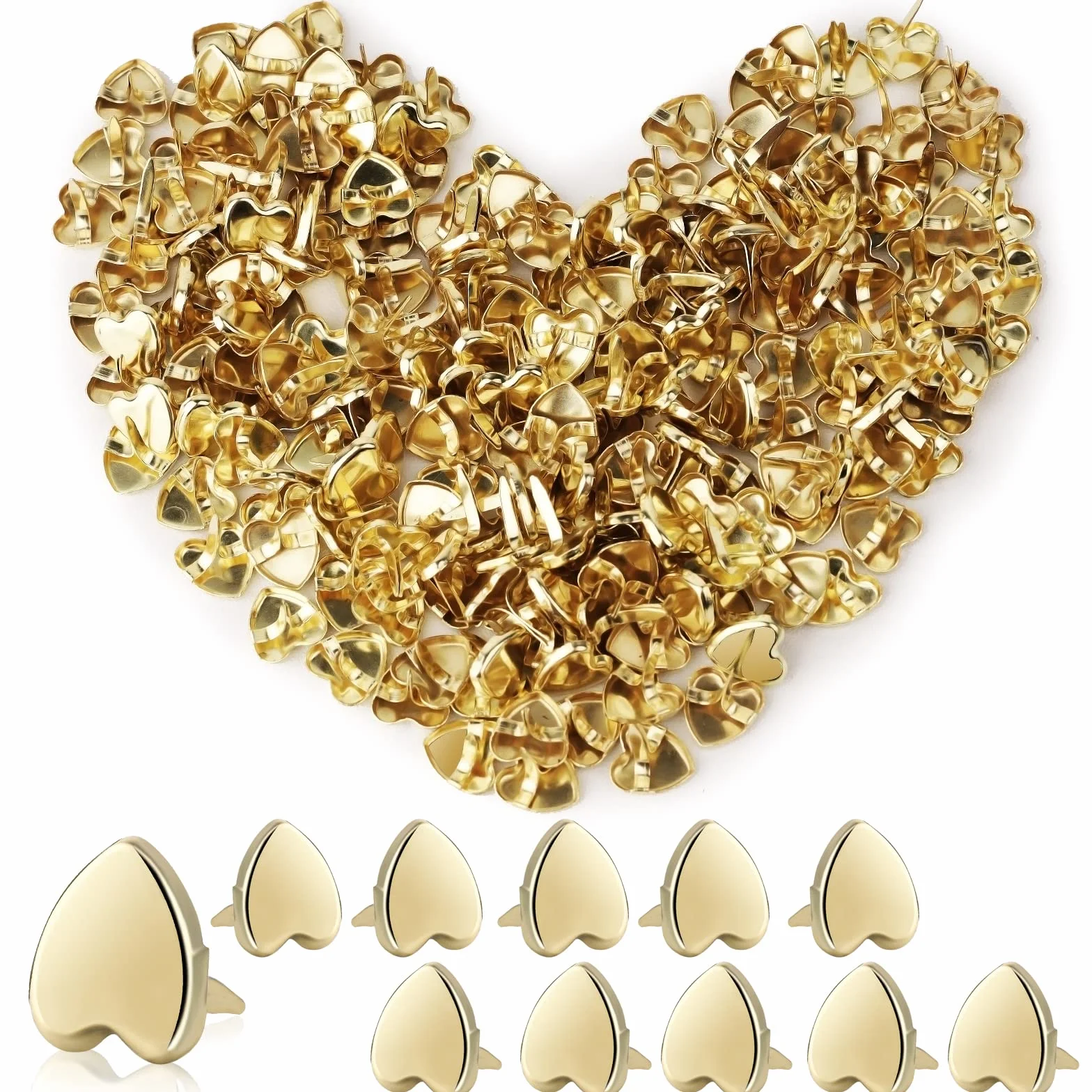 200 Pezzi Fermacampioni a Forma di Cuore in Metallo per Scrapbooking Decorazioni DIY