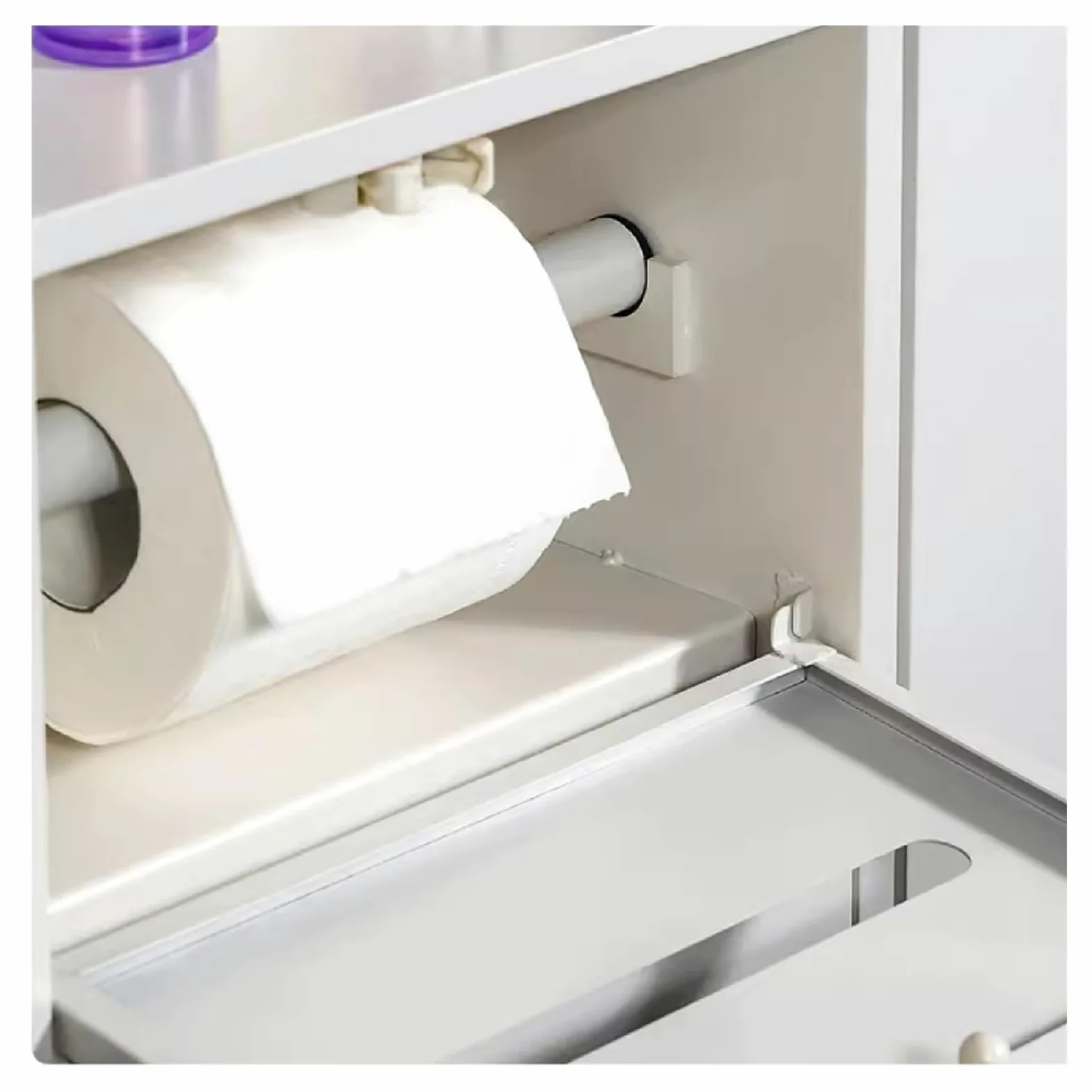 Doccia in acciaio inox – Porta carta igienica impermeabile e cestino da incasso per bagno – nize shampoo/articoli da toeletta – nero 86 x 30 x 14 cm