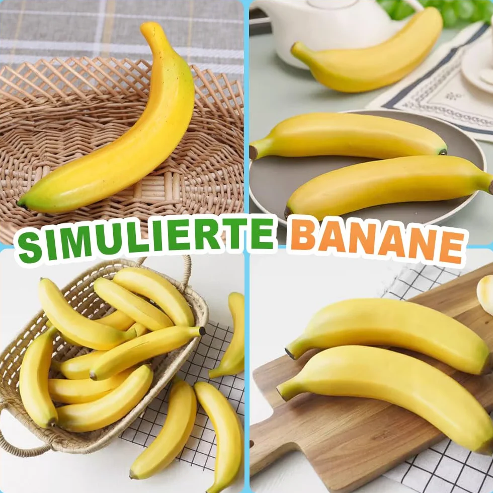 LATRAT banana artificiale realistica 10 pezzi decorazione frutta finta feste festival