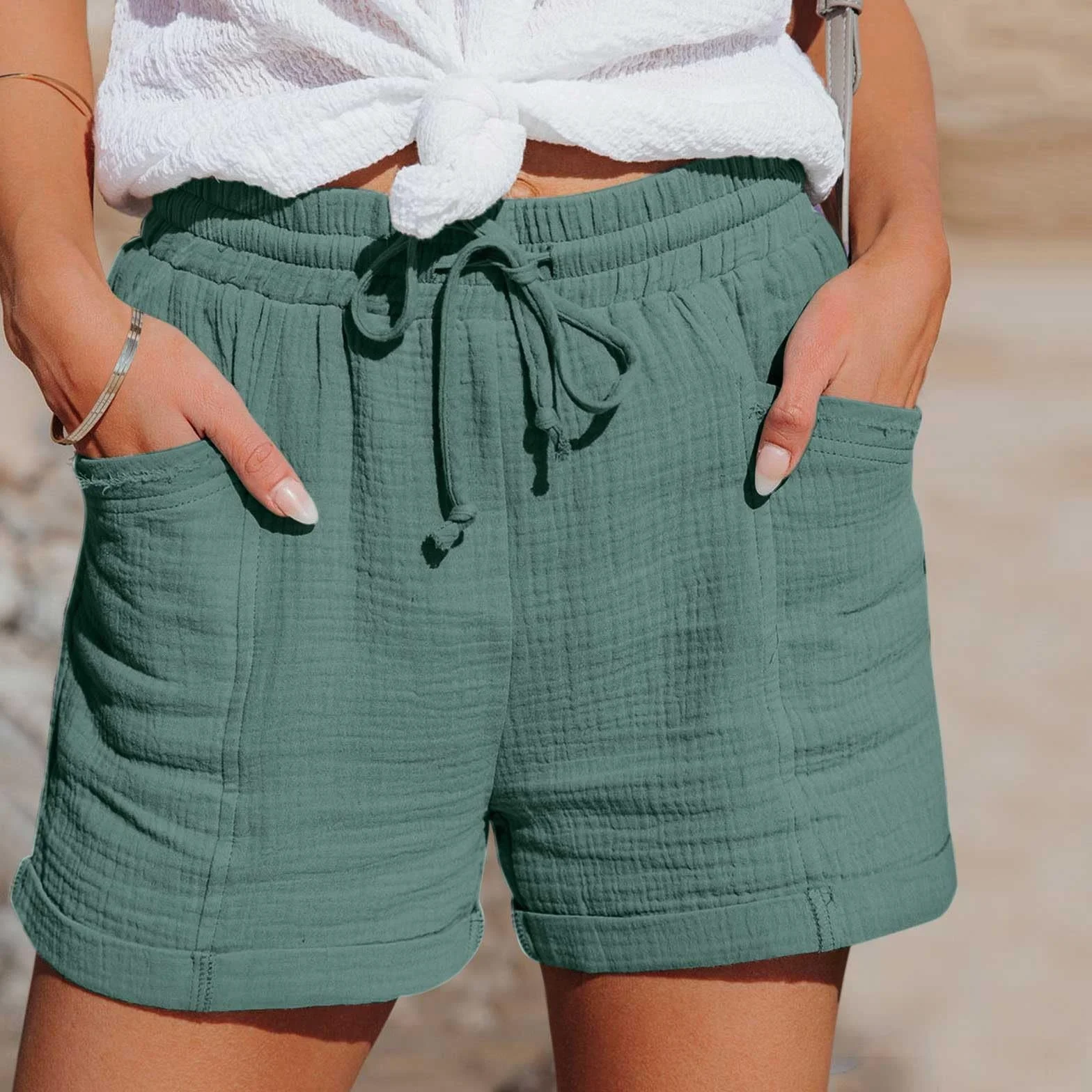 Bermuda Donna Estivi Pantaloni Larghi Pantaloncini in Lino Corti Leggeri Cotone Comodi per Mare e Tempo Libero Eleganti Casual alla Moda S-5XL