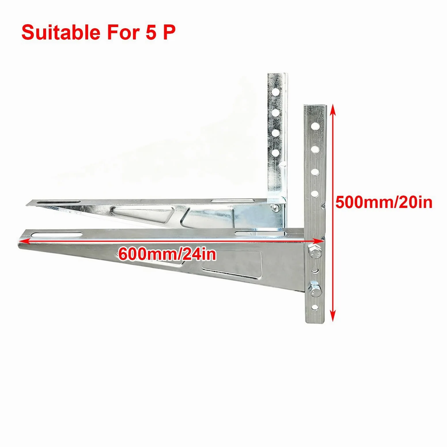 Staffa per Condizionatore Unità Esterna, in Acciaio Zincato, Portata 200 Kg, Regolabile Mini Split Condizionatore D'Aria Rack, per Pompe AC Mini Split da 1 a 5 P(600x500mm)