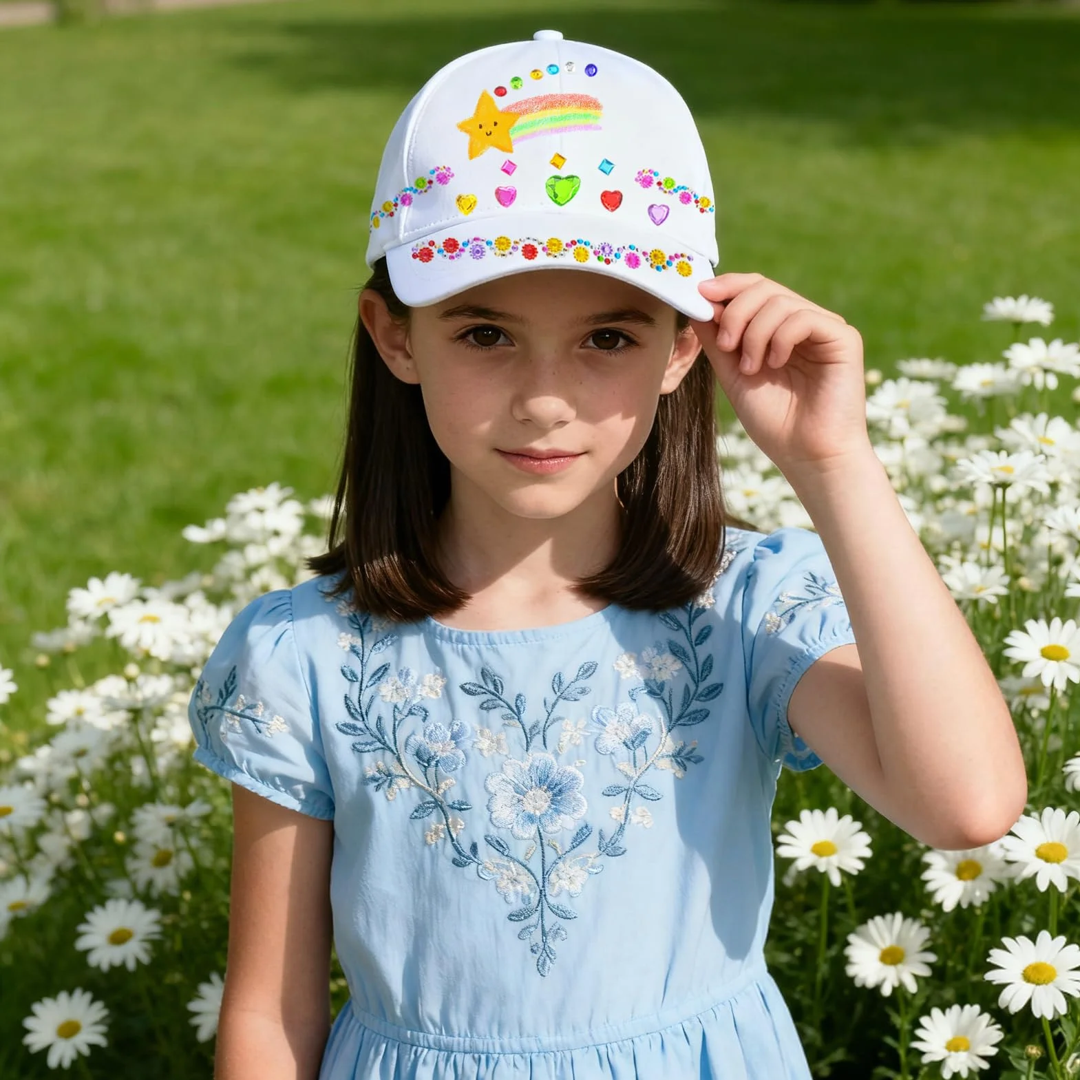 Cappellini da Baseball per Bambini, Berretto Graffiti Fai da Te Bianco, Cappello con Visiera Regolabile 6 Pezzi