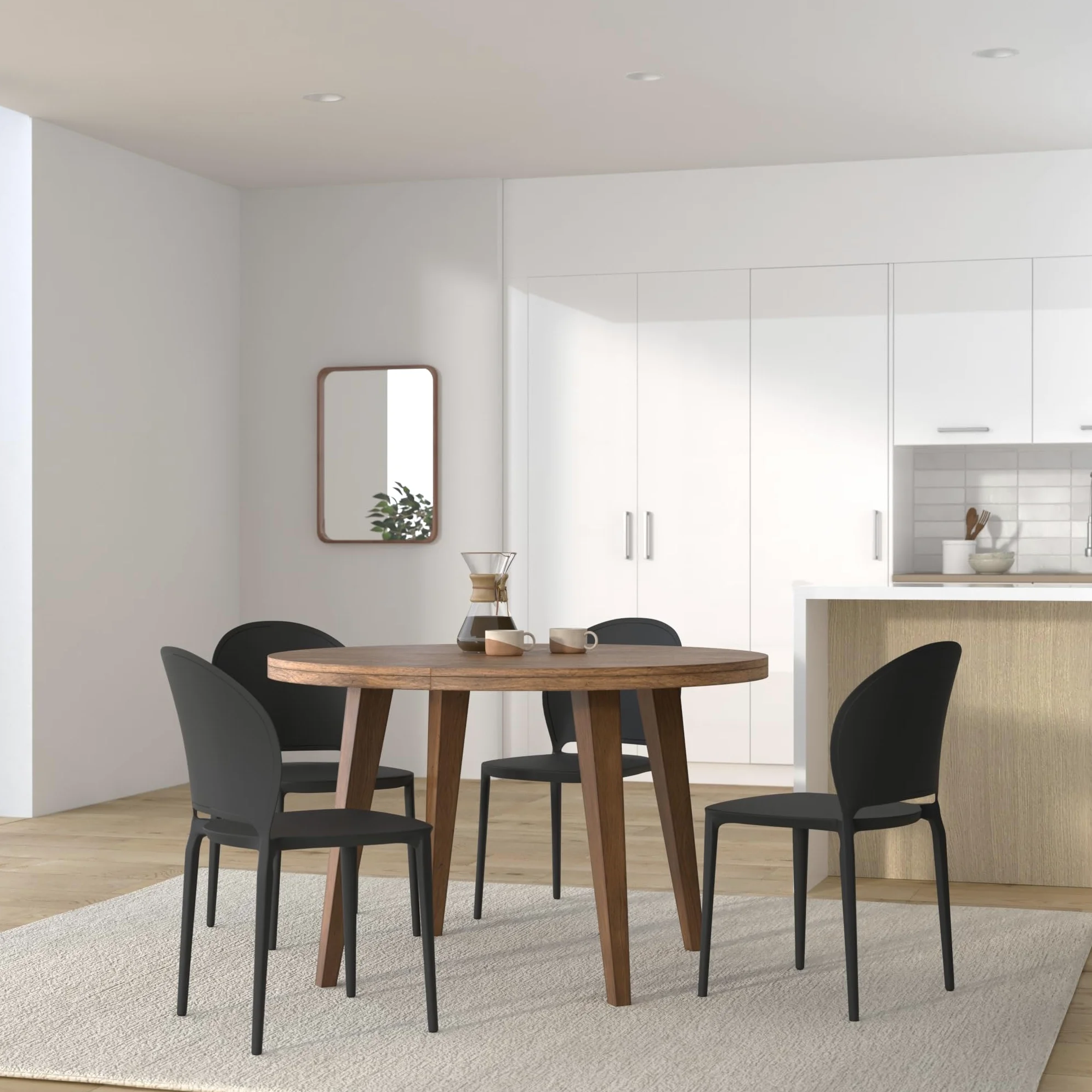PAZZO DESIGN Sedia Stefania, Set Da 4, Nero, Sedie Polipropilene, Cucina, Sala Da Pranzo, Giardino, Impilabili - id_1993