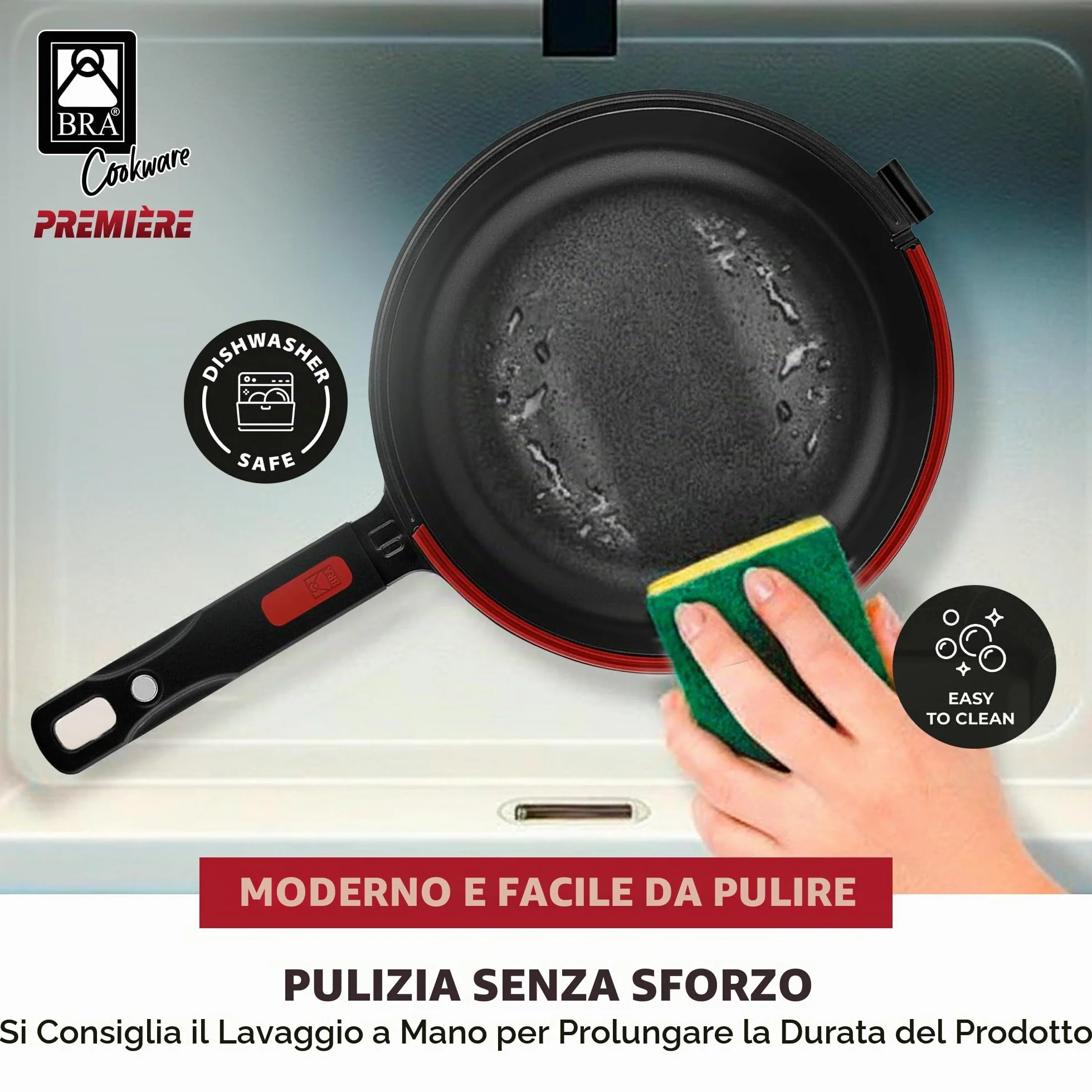 BRA Dupla Premiere Padella doppia per frittata in alluminio fuso 24 cm antiaderente a triplo strato senza PFOA