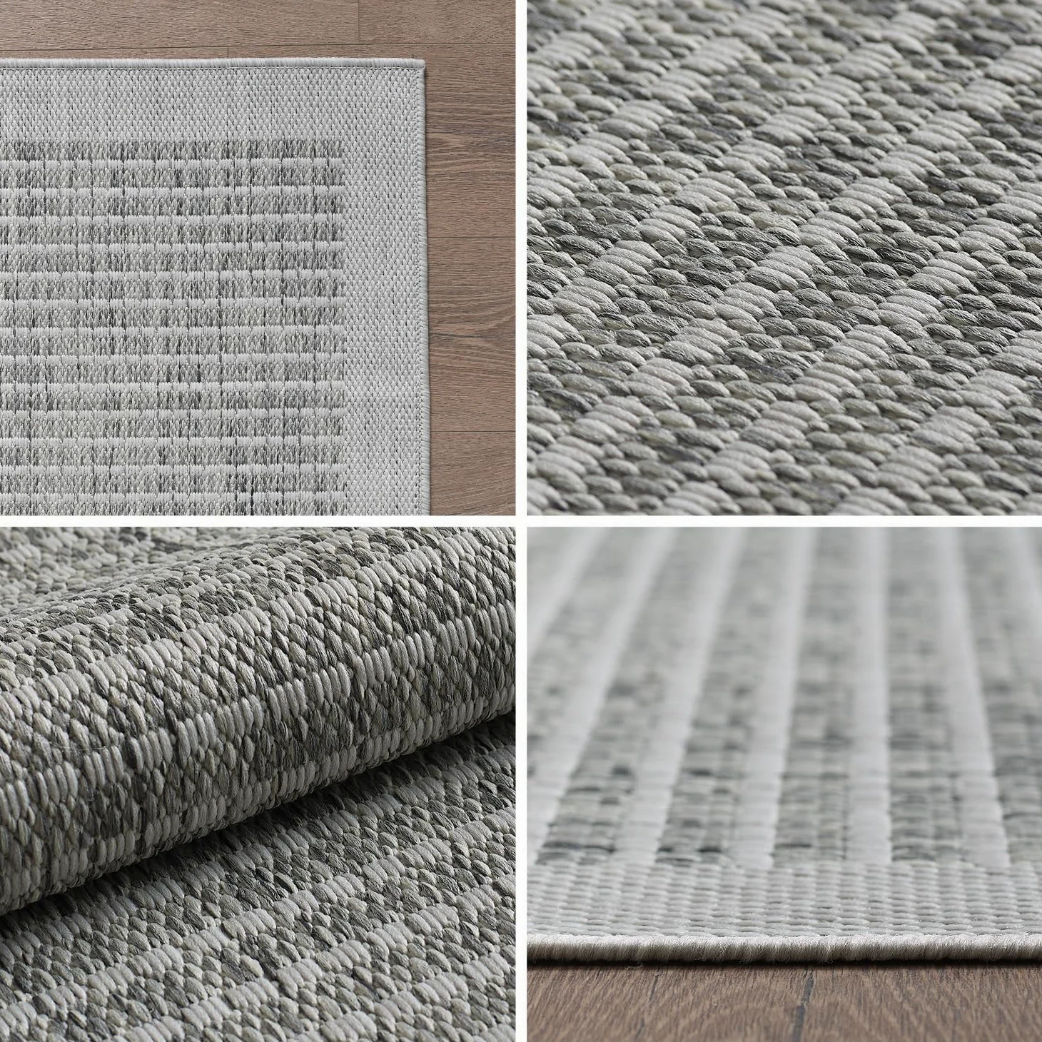 SIMPEX Tappeto da Esterno per Terrazza, Balcone e Giardino, Tappeto da Cucina Monocolore, Tappeto Lavabile in Varie Misure e Colori Grigio, 200 x 290 cm