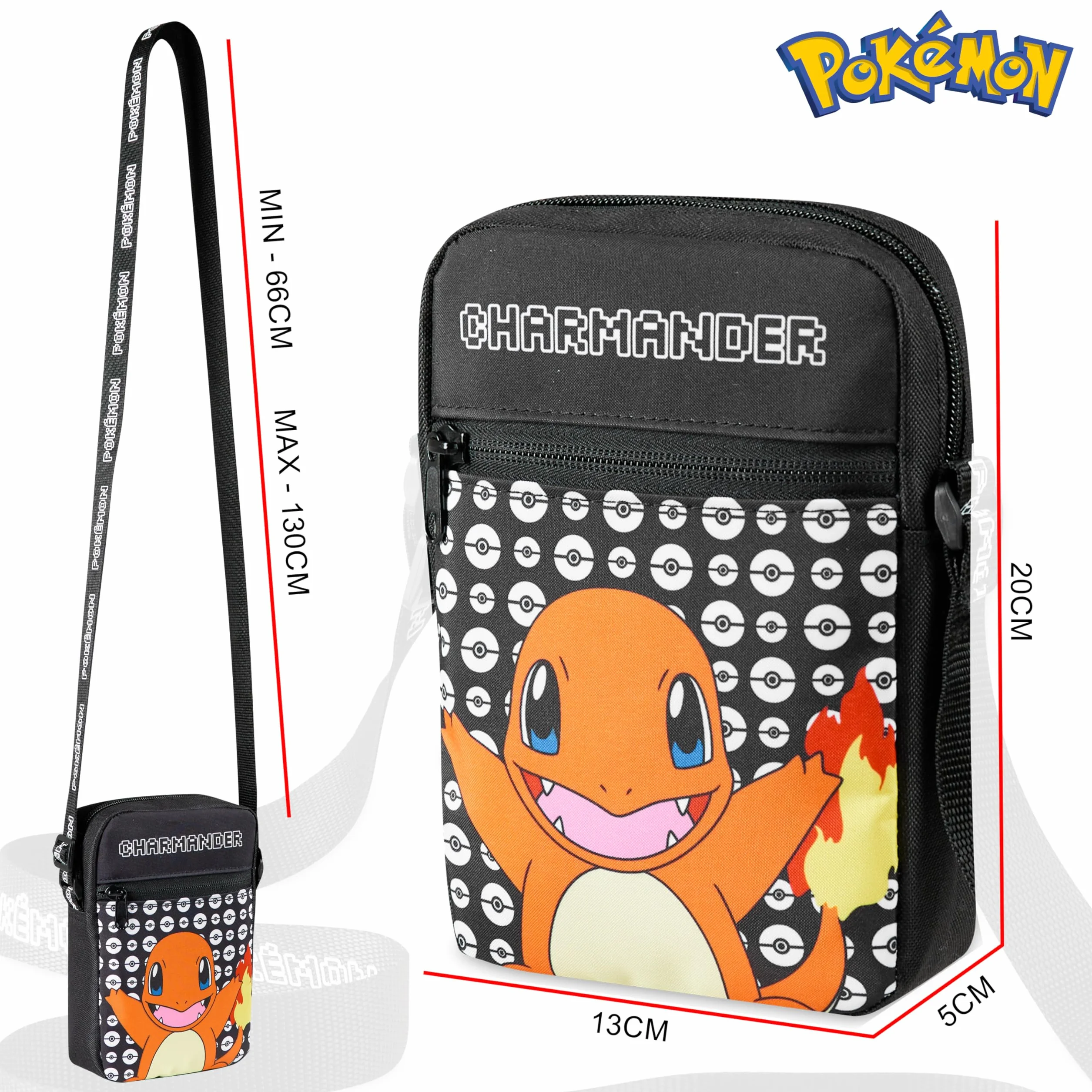 Pokémon Borse a Tracolla per Bambini, Borsetta a Tracolla con Tasche, Borsello Versatile Scuola Viaggio Unisex Bambini Pikachu Gadget