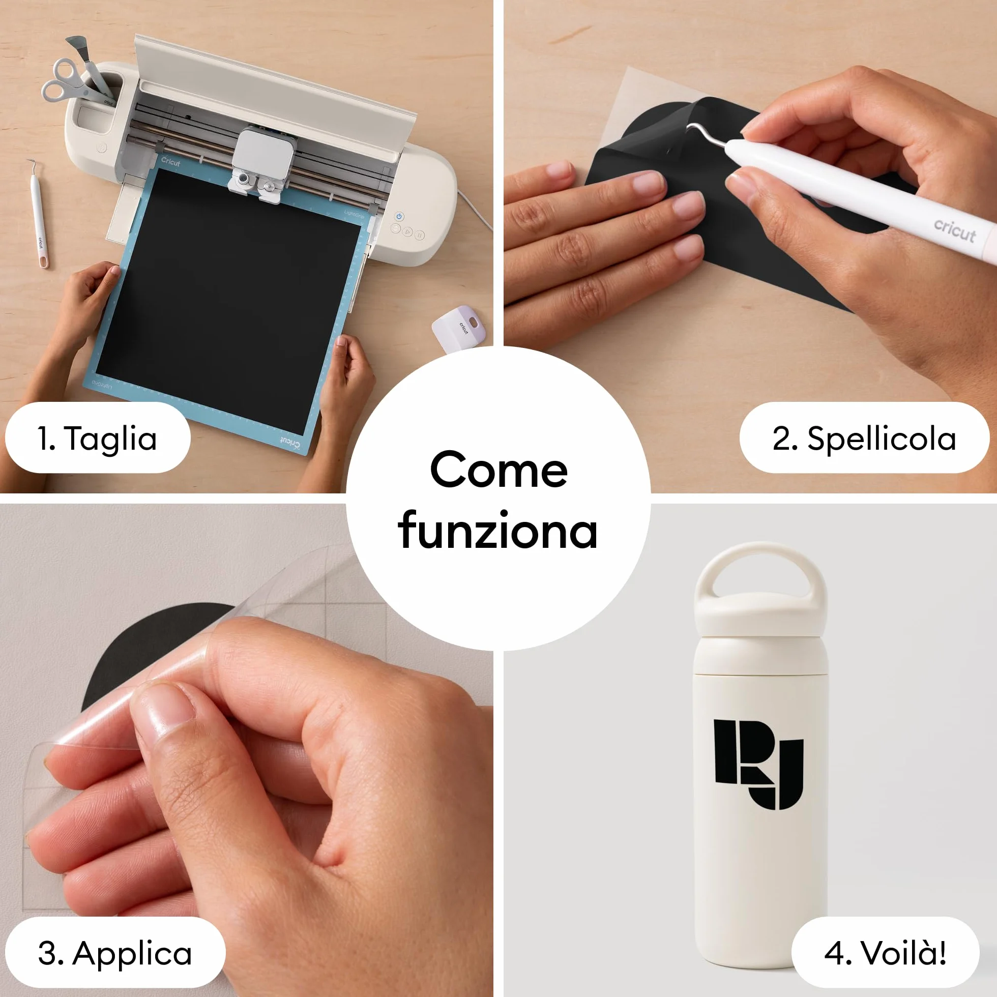 Cricut Pellicola in vinile per plotter 10 fogli 30,5 cm x 30,5 cm autoadesiva permanente Nero