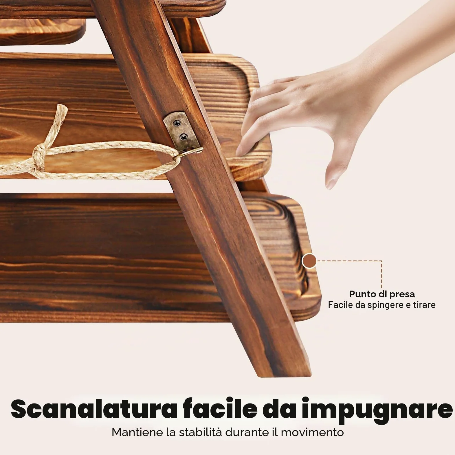 Supporto per cupcake a 3 ripiani in legno, presentazione da dessert regolabile per cupcake, snack e frutta, supporto decorativo per feste con design a dondolo