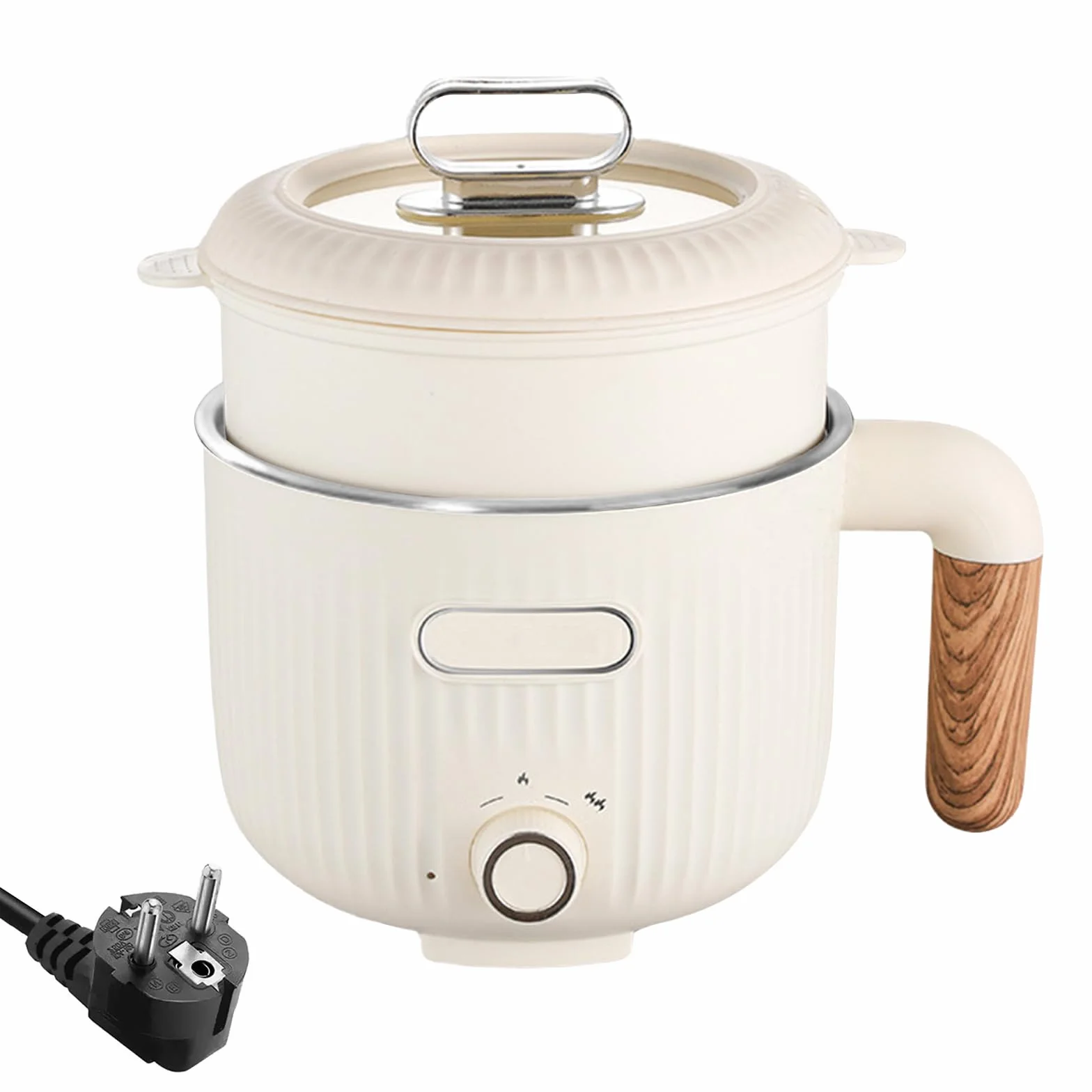 Elettrico Hot Pot Portatile Antiaderente Multicooker con Cestello a Vapore, Acciaio Inox, Doppio Controllo Potenza