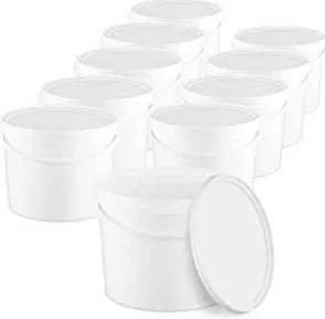 Secchio 3L con Coperchio e Manico - Bianco - Plastica Rotondo - 1 PZ