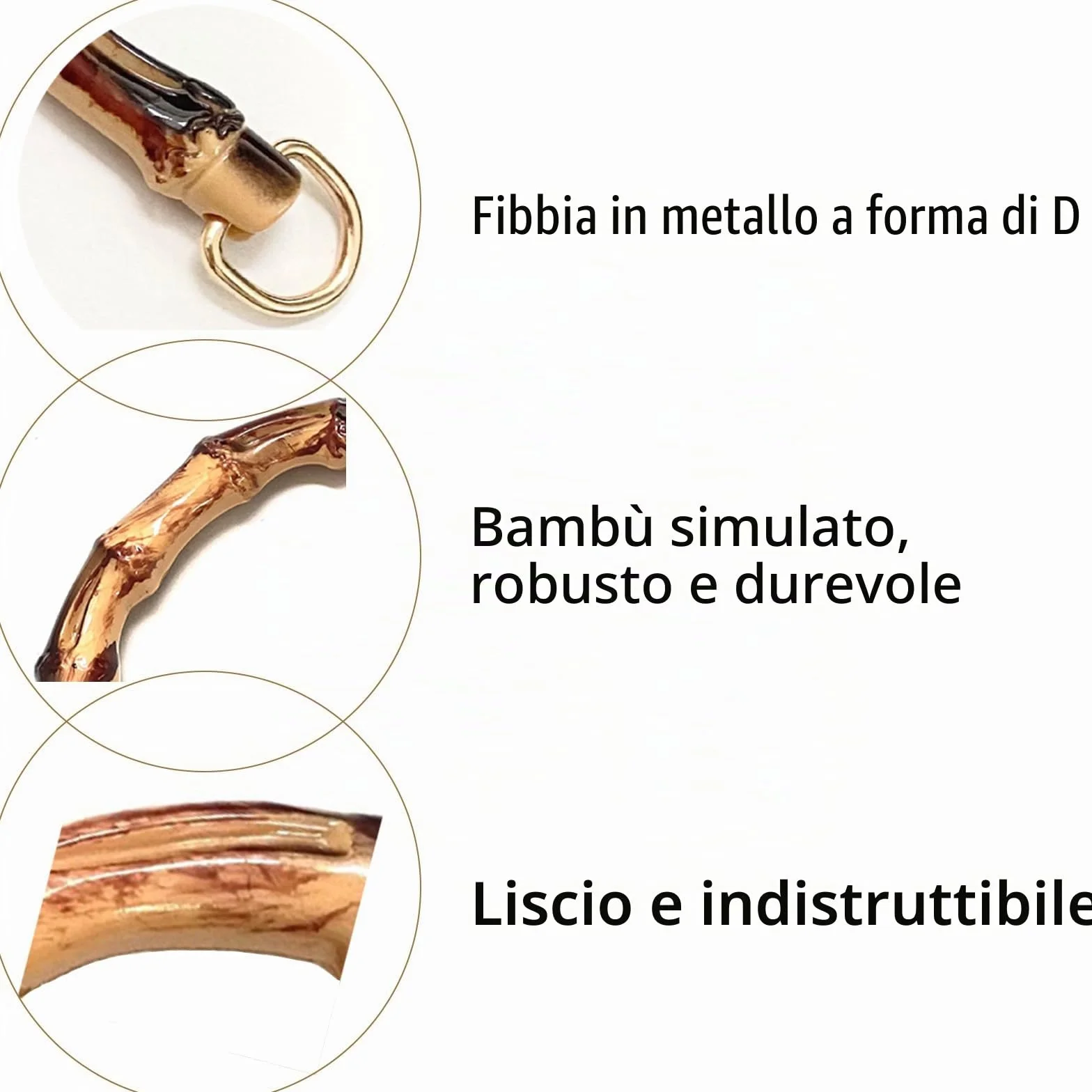 Manici per Borse in Bambù 15,5 cm a Forma di U 4 Pezzi, Accessori Fai da Te
