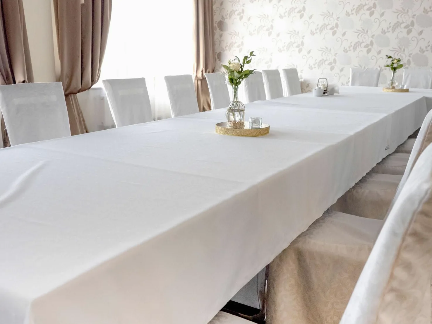 Tovaglia 180 x 590 cm in cotone bianco lucido