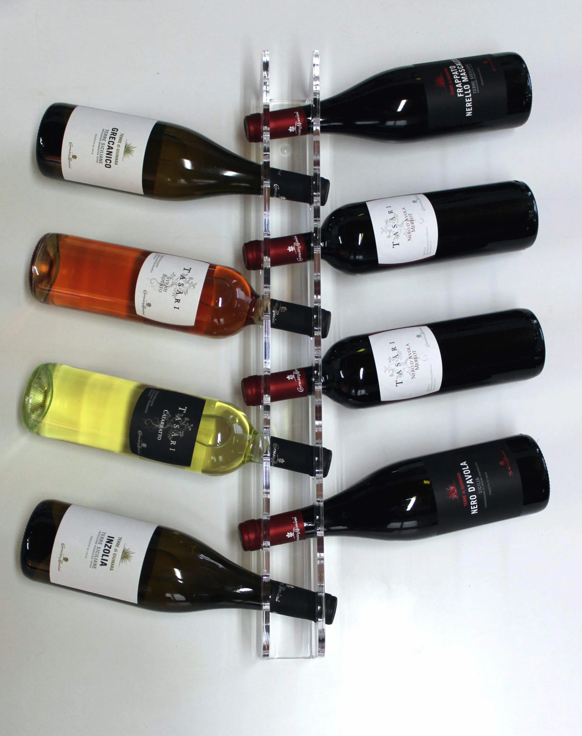 Agplex Cantinetta Vino - Portabottiglie Vino da Parete in vetro acrilico plexig. - Porta Bottiglie di Vino trasparente (Capacità 10 Bottiglie)