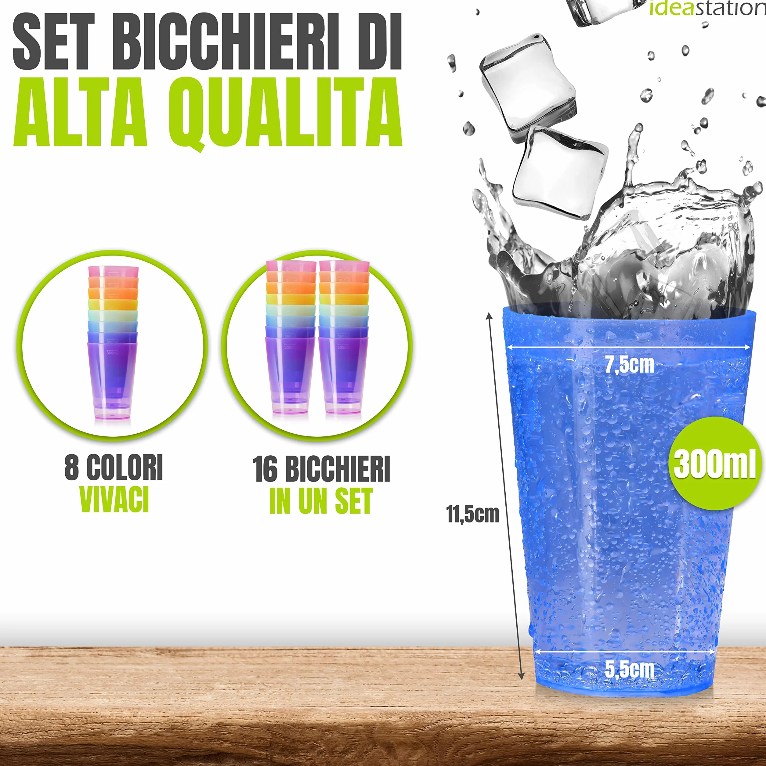 Bicchieri Plastica 300 ml Colorati Cocktail Birra Acqua