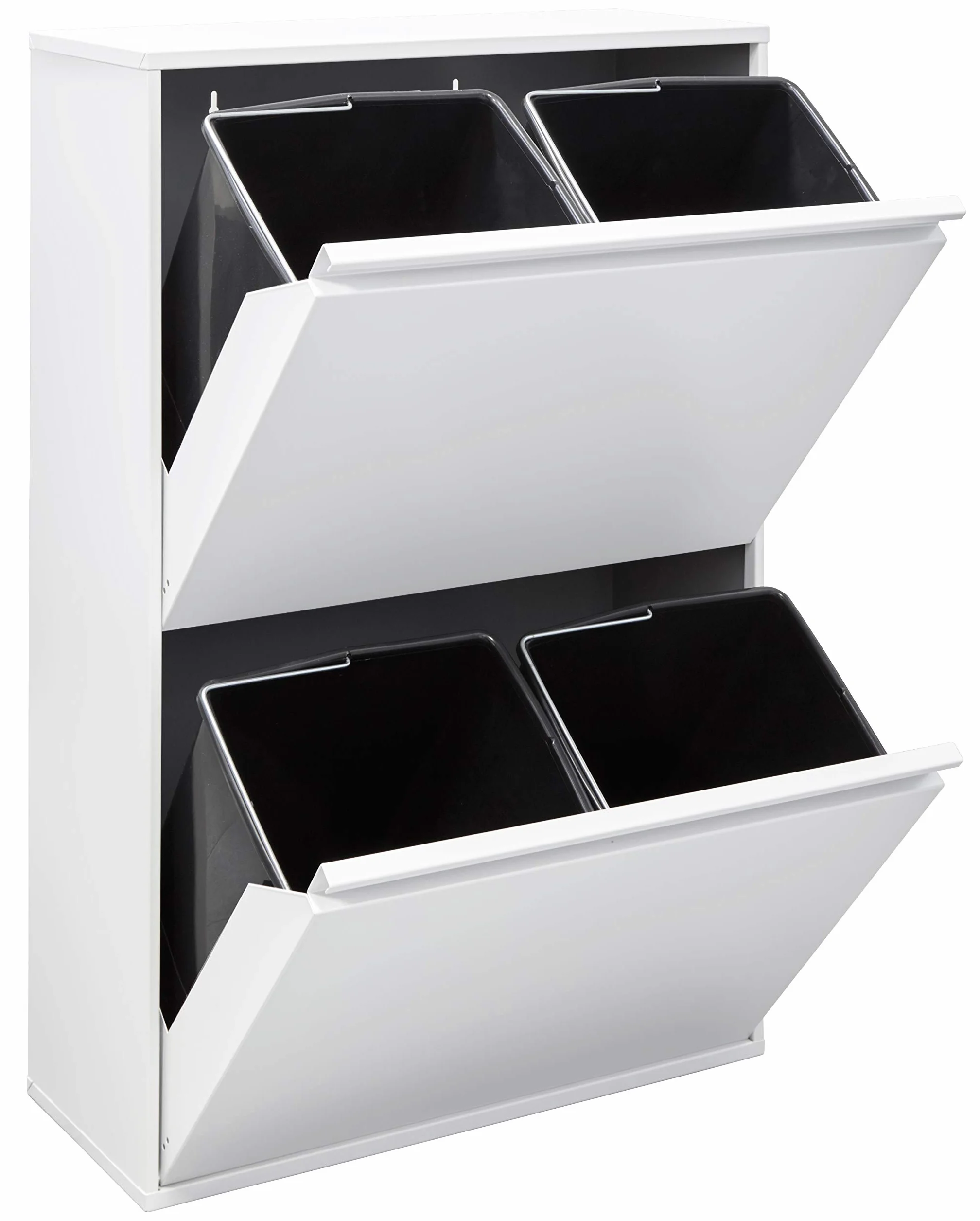 ARREGUI Basic CR601-B Pattumiera Differenziata 4 Scomparti | 4x17 L (68 L) | Contenitore in Acciaio da Interno | Mobile per Raccolta Differenziata | Cestino per Spazzatura da Cucina e Ufficio | Bianco